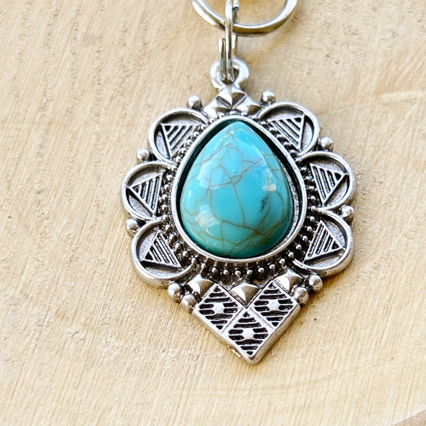 Turquoise Western Zipper Pull Handbag Charm