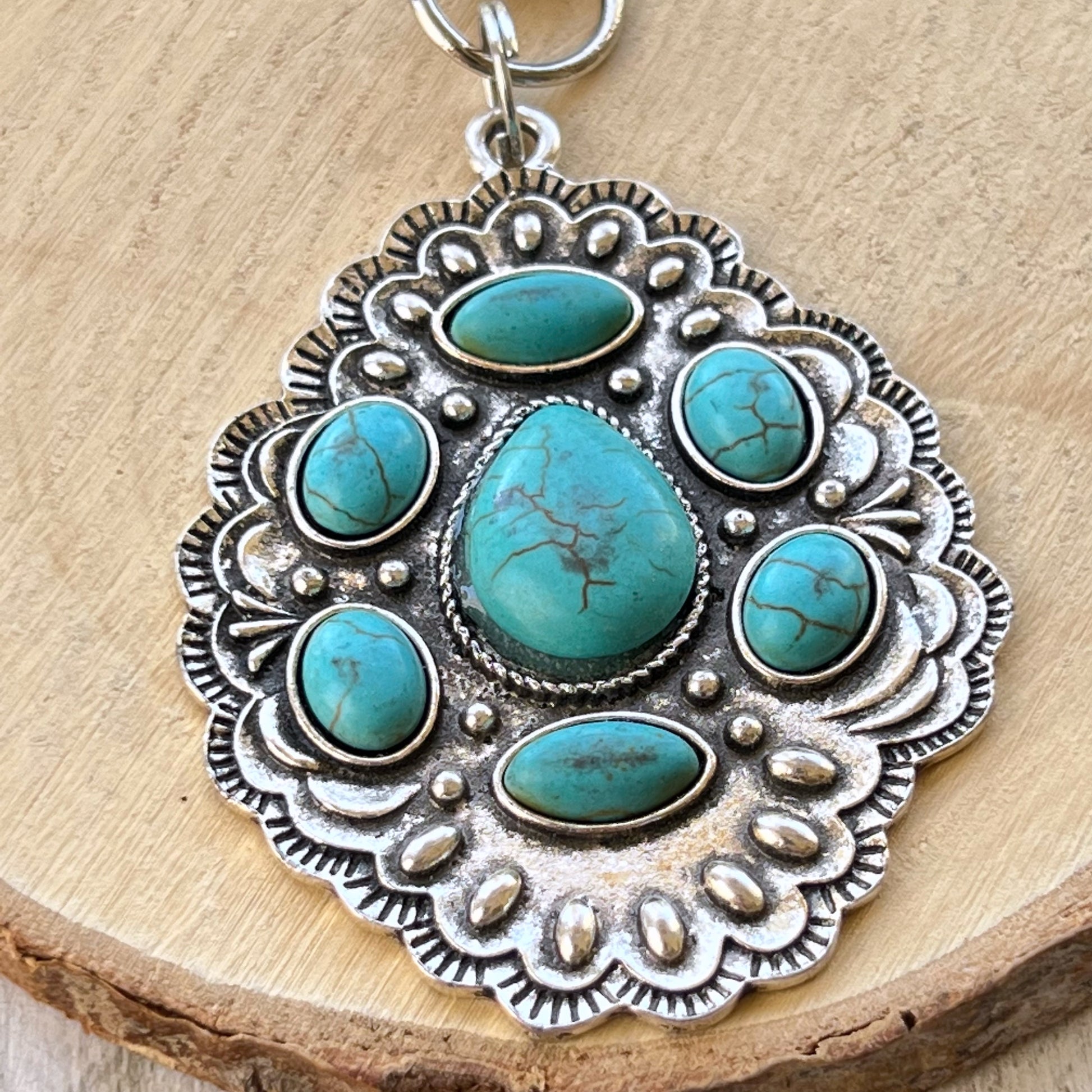 Turquoise Western Zipper Pull Handbag Charm