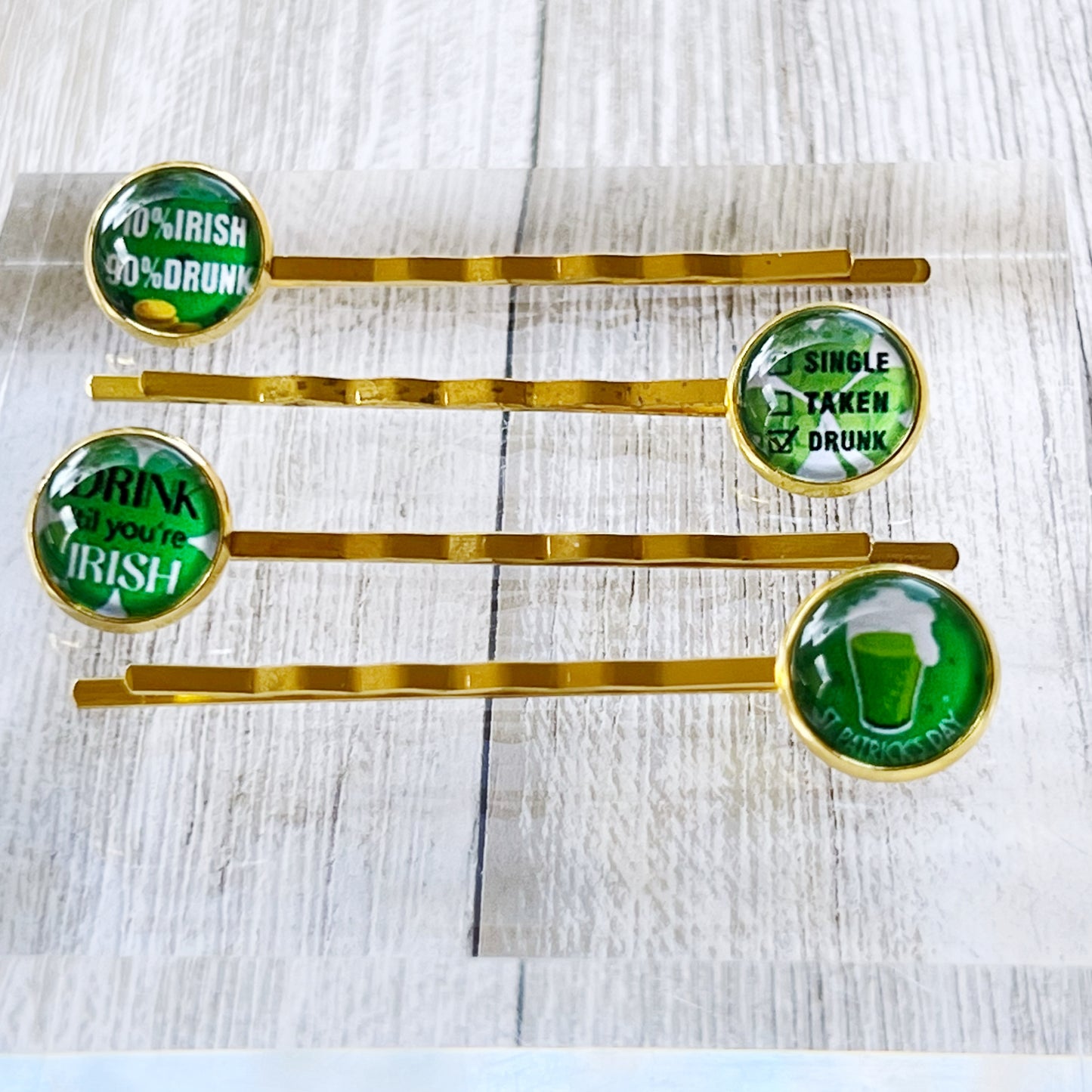 Funny Sayings St Patricks Day Hair Pins Set of 4