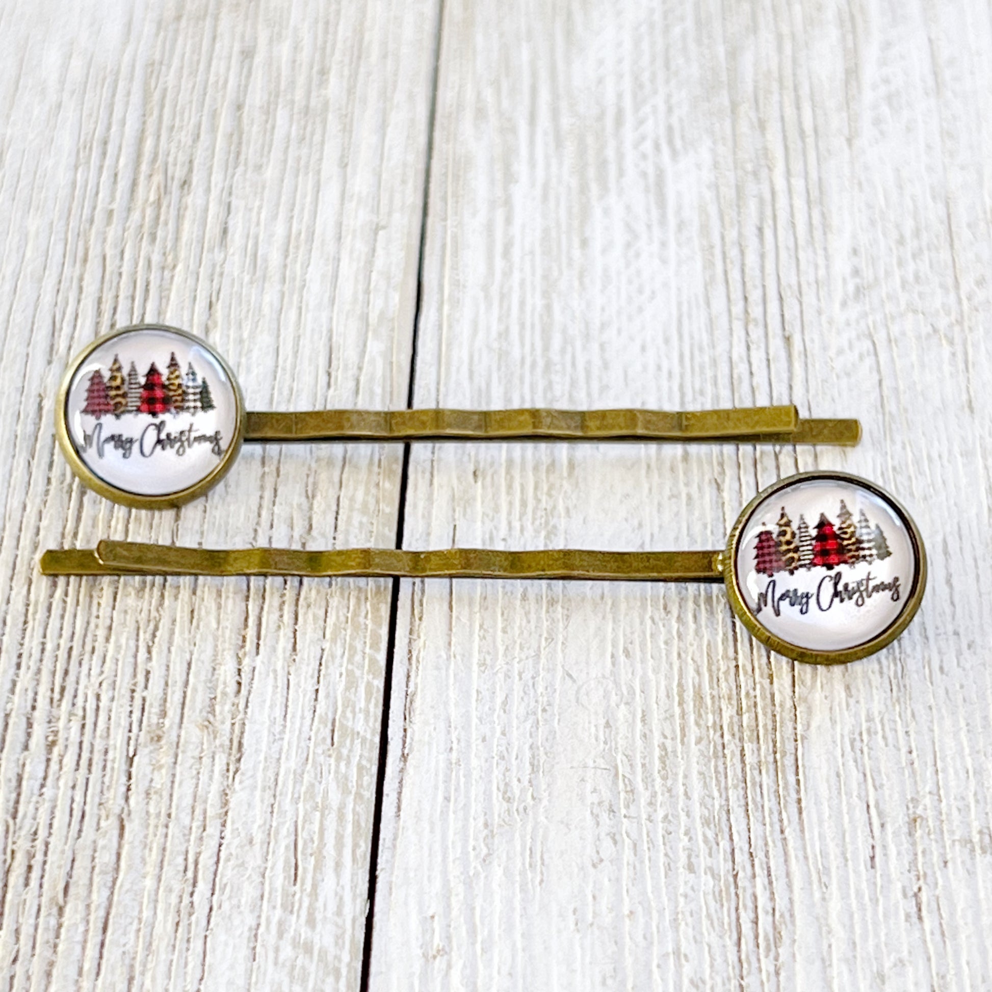 Merry Christmas Tree Holiday Bobby Pins