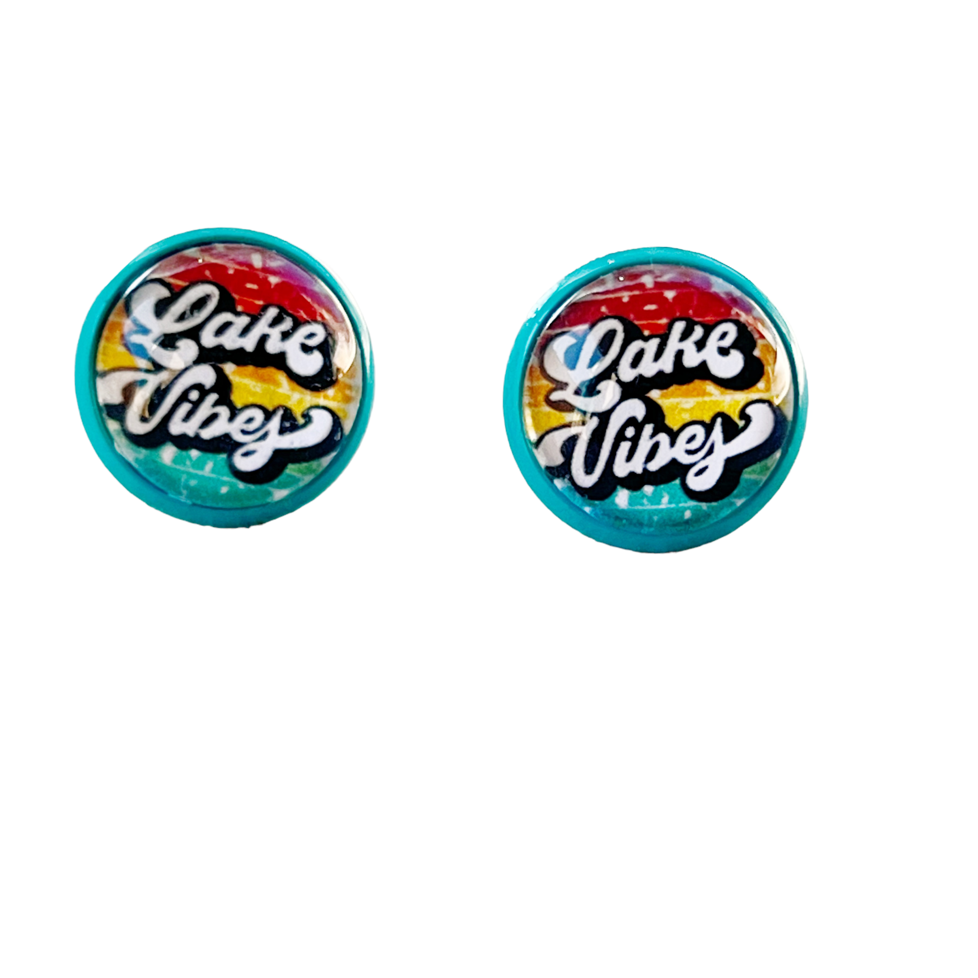 Teal Stud Earrings with 'Lake Vibes' - Stylish & Vibrant Accessories