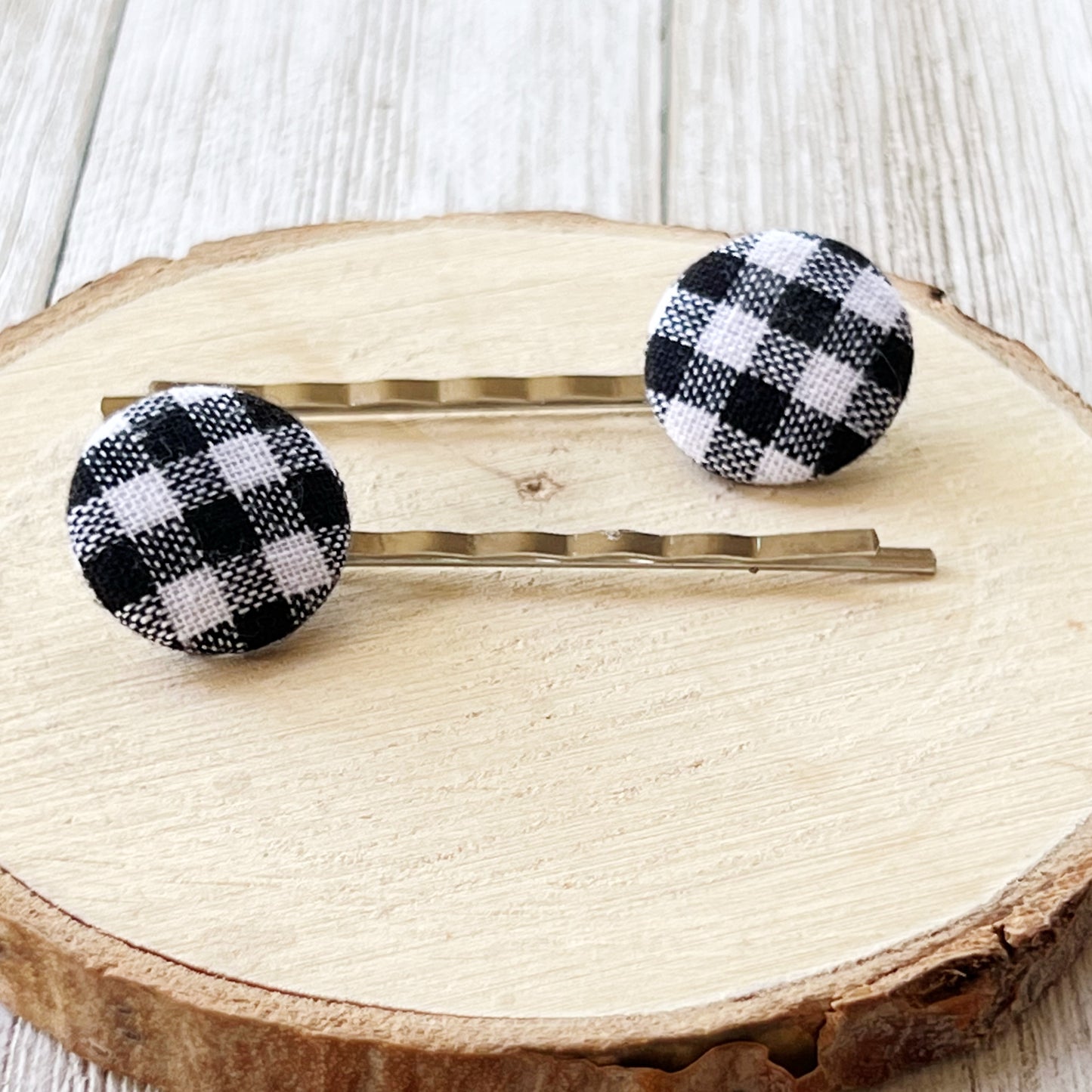 Black & White Buffalo Plaid Bobby Pins - Stylish & Trendy Hair Accessories