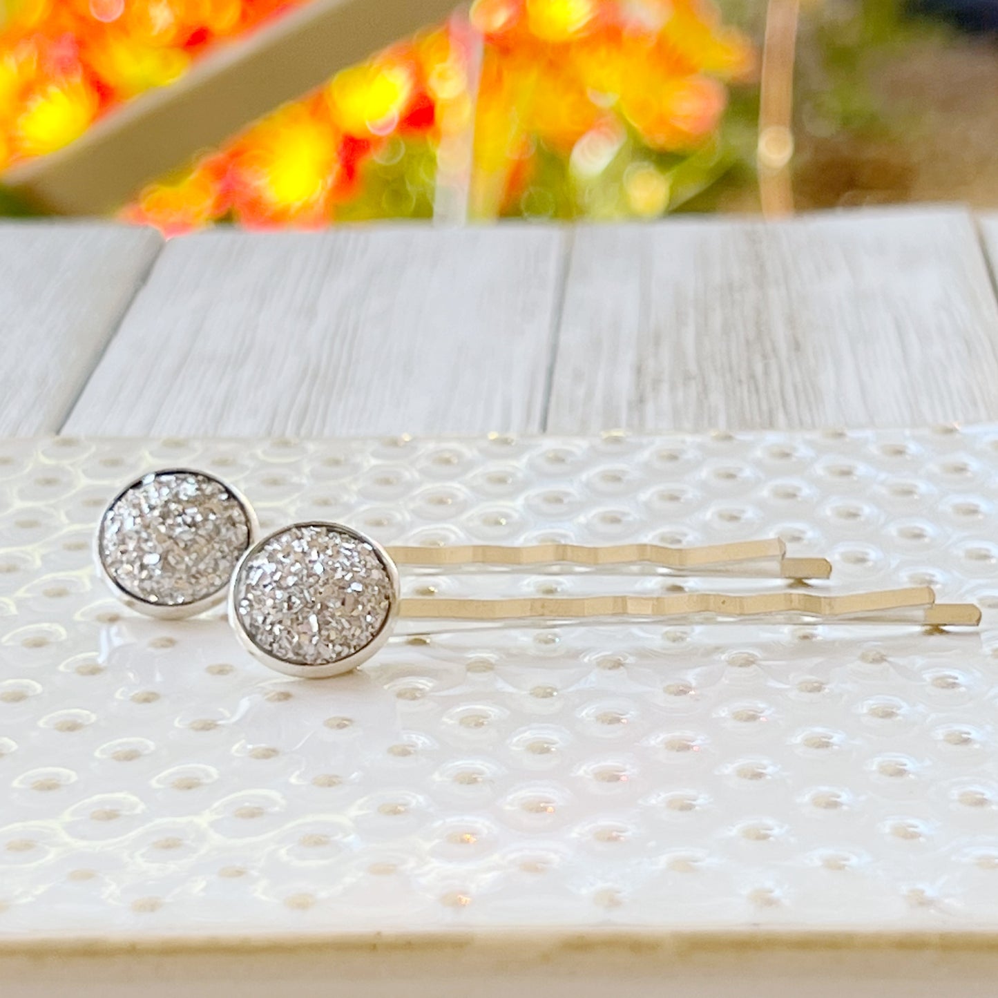 Silver Druzy Hair Pins: Sparkling Accents for Stylish Hairstyles