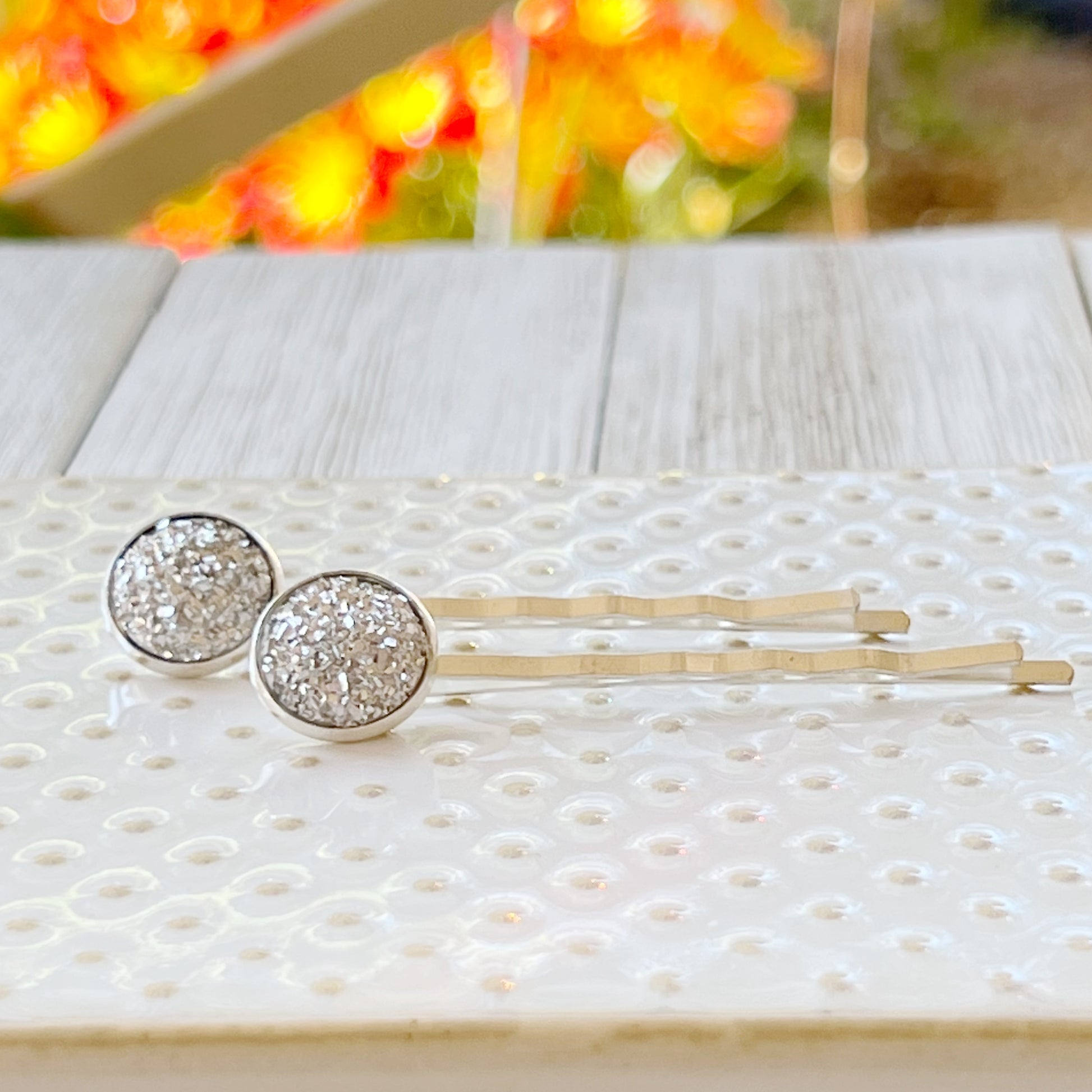 Silver Druzy Hair Pins: Sparkling Accents for Stylish Hairstyles