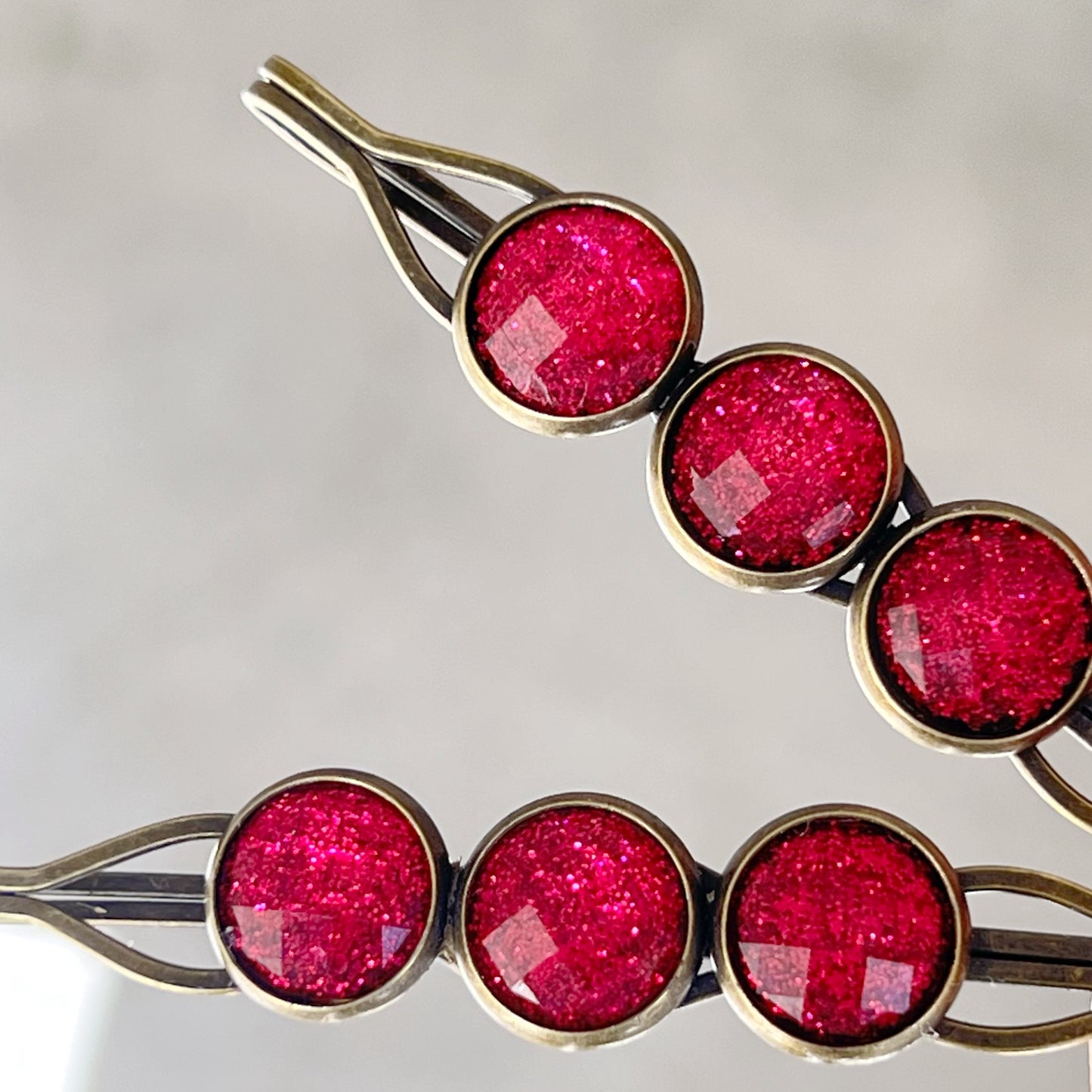 Hot Pink Rhinestone Hair Pins