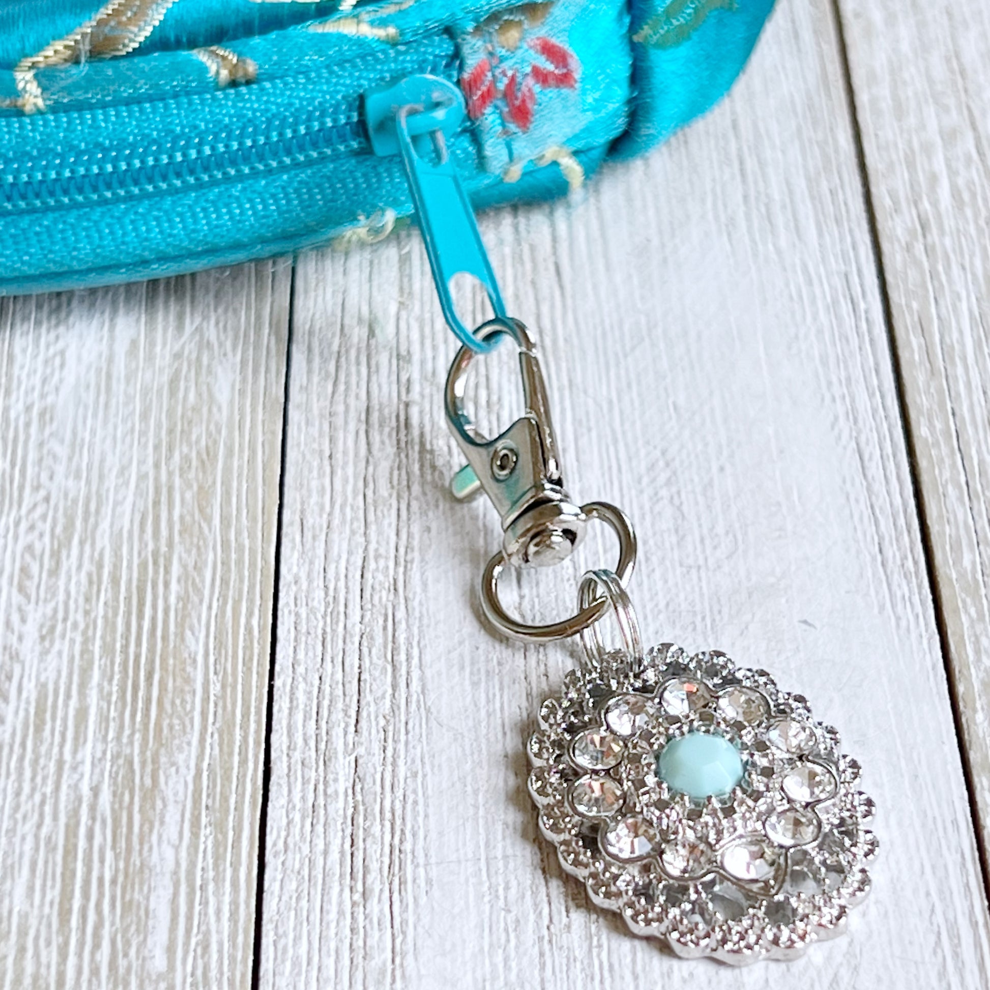 Western Rhinestone Zipper Pull Handbag Charm