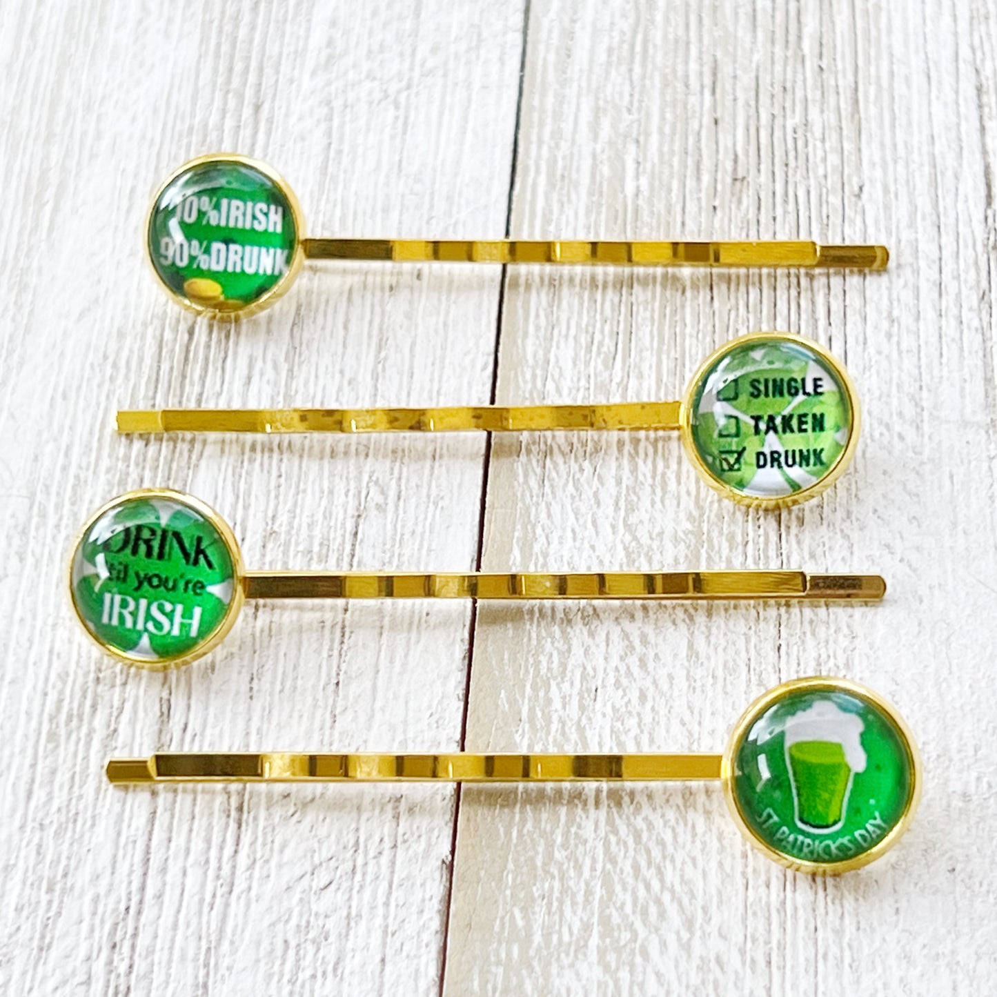 Funny Sayings St Patricks Day Hair Pins Set of 4