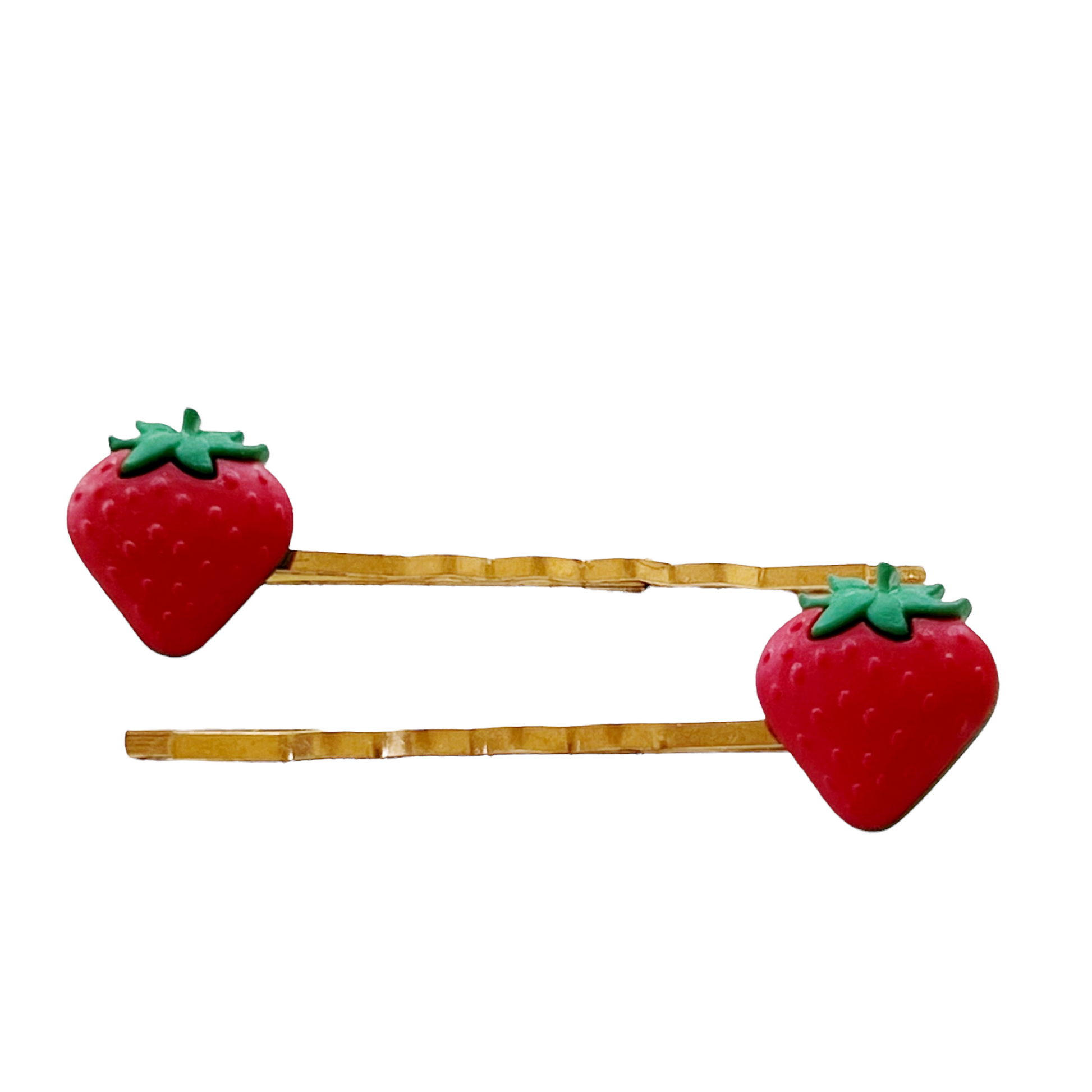 Strawberry Fruit Gold Bobby Pins - Fun & Whimsical Hair Accessories