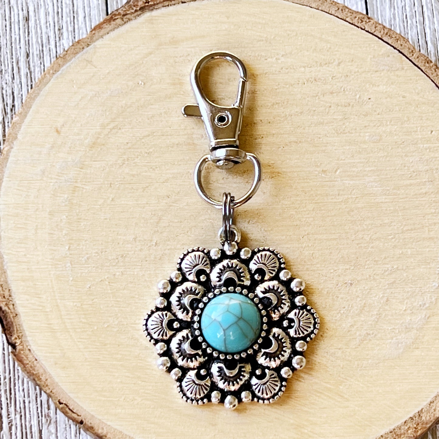 Western Turquoise Zipper Pull Handbag Charm