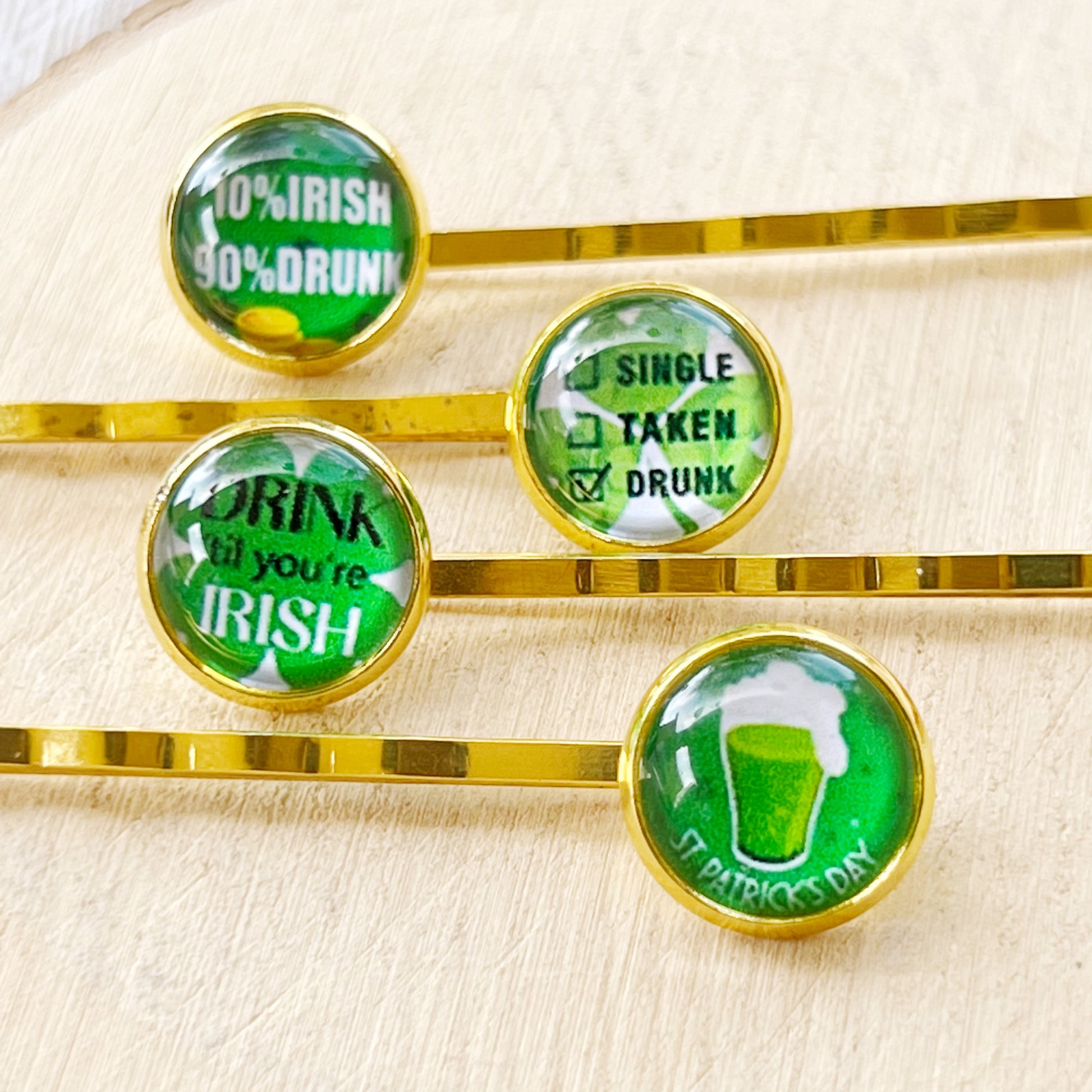 Funny Sayings St Patricks Day Hair Pins Set of 4