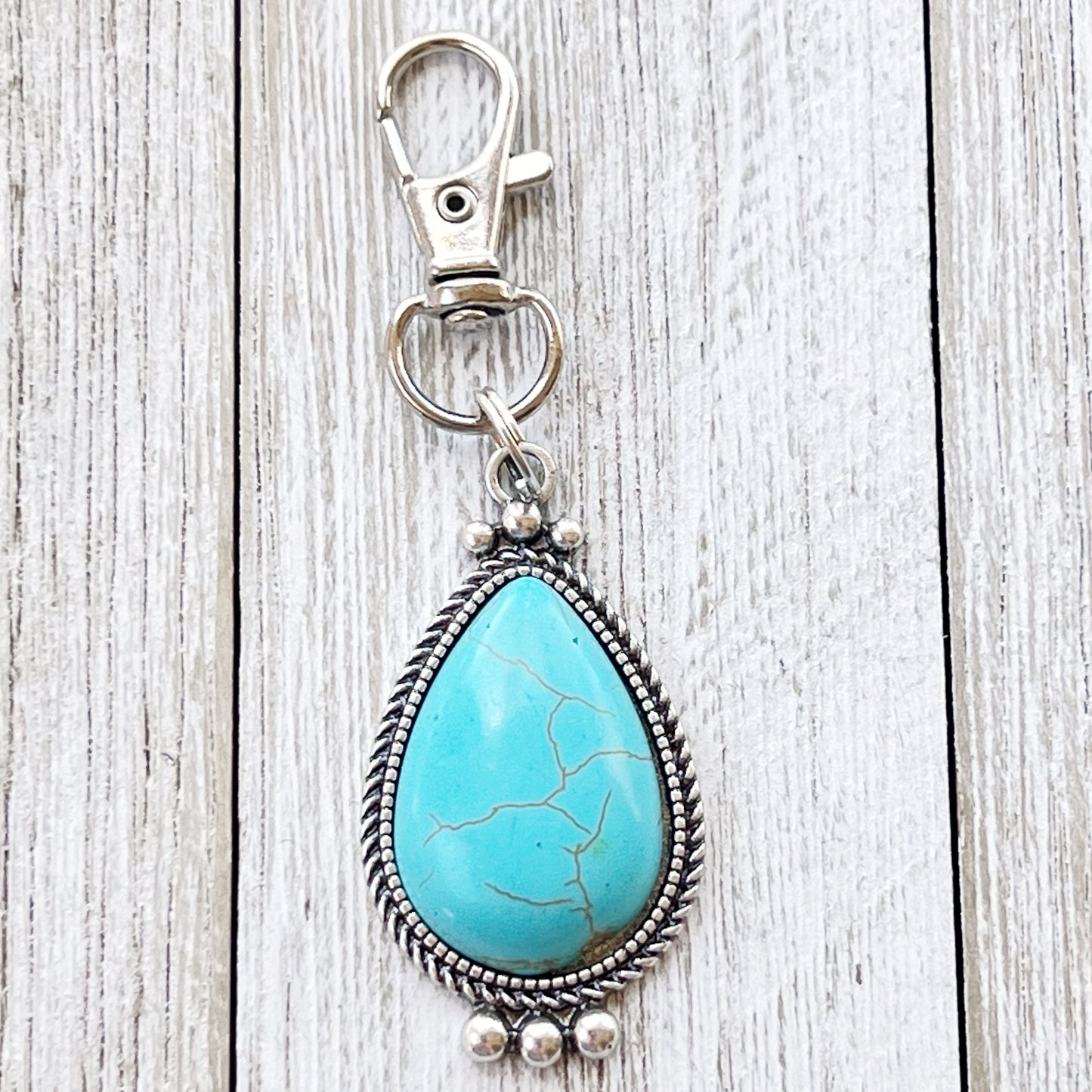 Turquoise Western Zipper Pull Handbag Charm