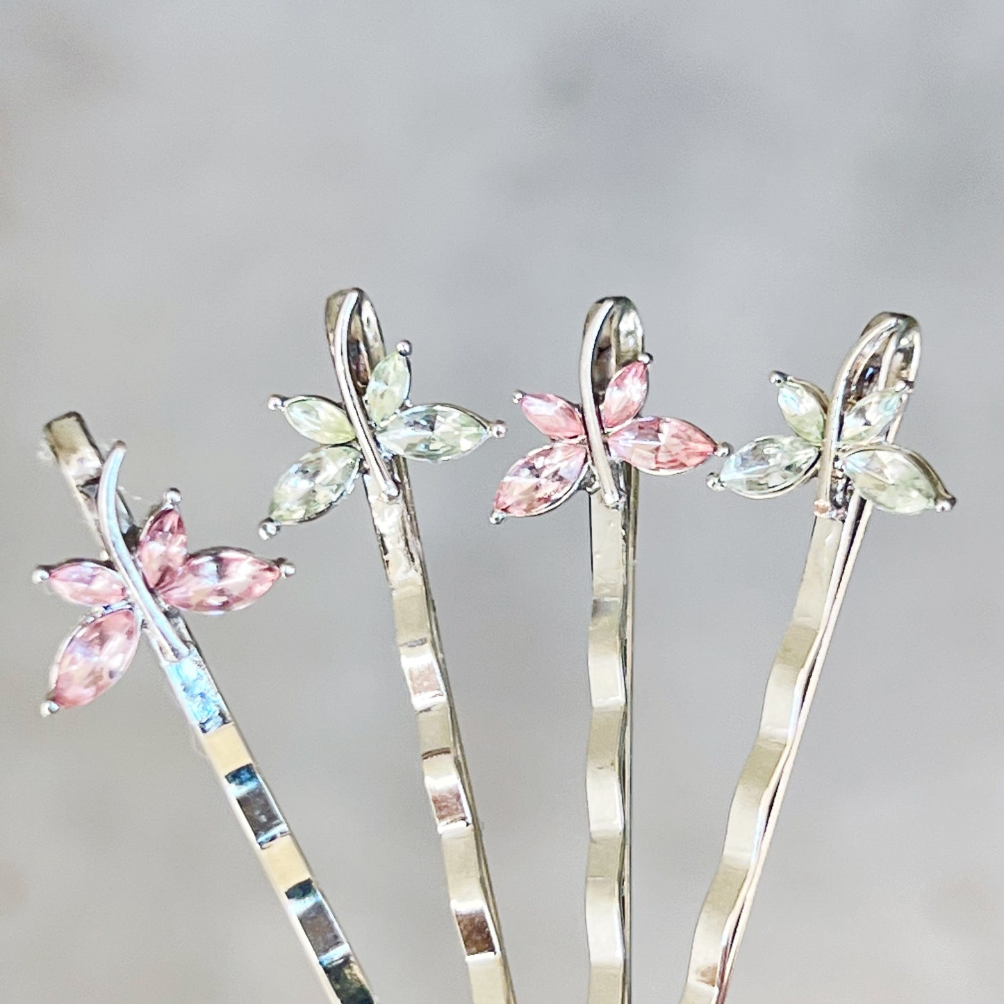 Light Green and Pink Dragonfly Hair Pin, Hair Pins For Woman, Womens Hair Clip, Womens Bobby Pins, Dragonfly Bobby Pin, Rhinestone Hair Pin