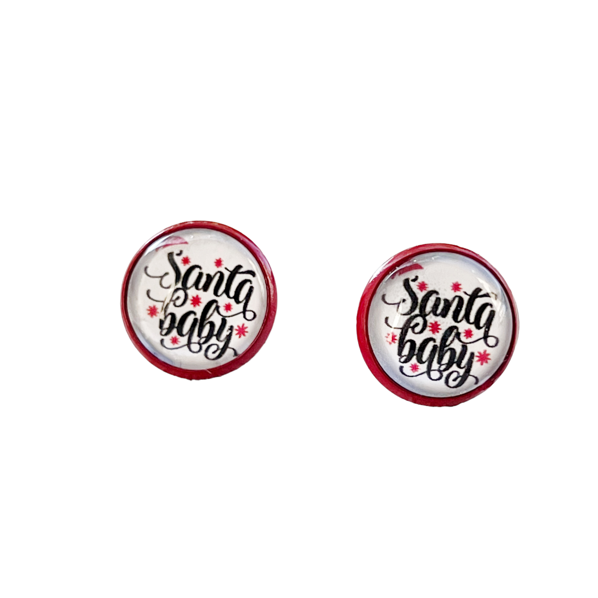 Red Stud Earrings: Festive 'Santa Baby' Design for Christmas Cheer