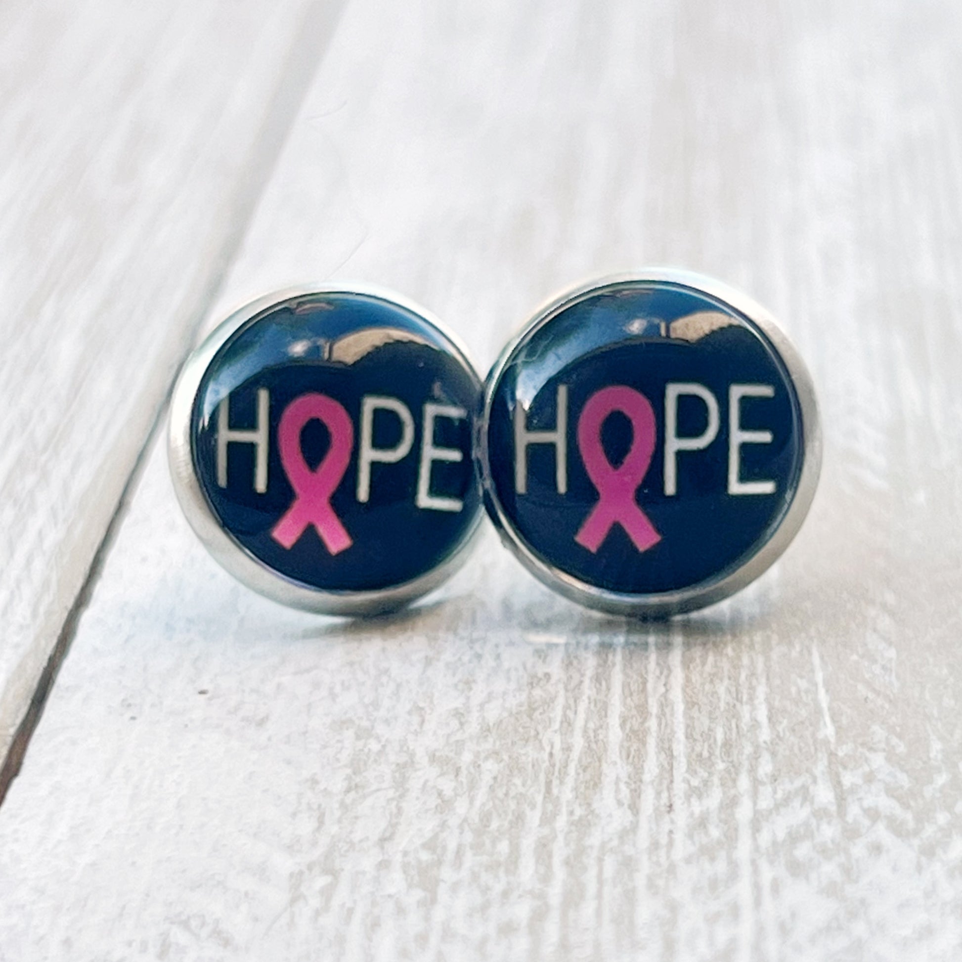 Breast Cancer Awareness 'Hope' Stud Earrings - Stylish & Meaningful Accessories