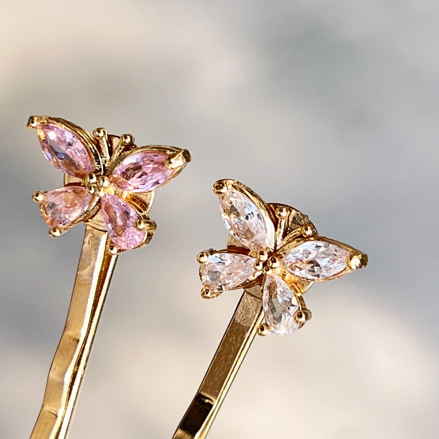 Pastel Rhinestone Butterfly Hair Pins