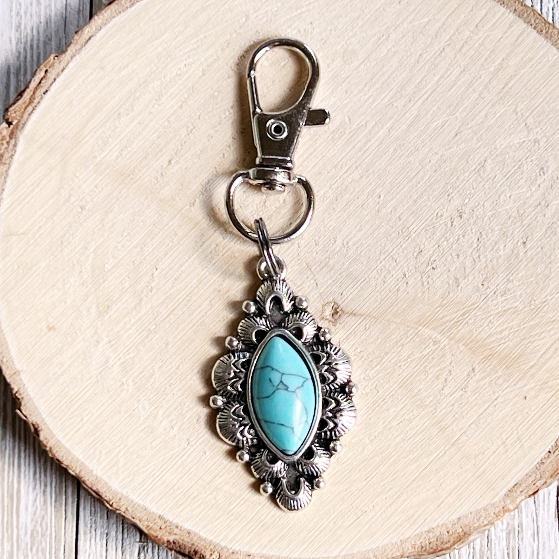 Western Turquoise Zipper Pull Handbag Charm