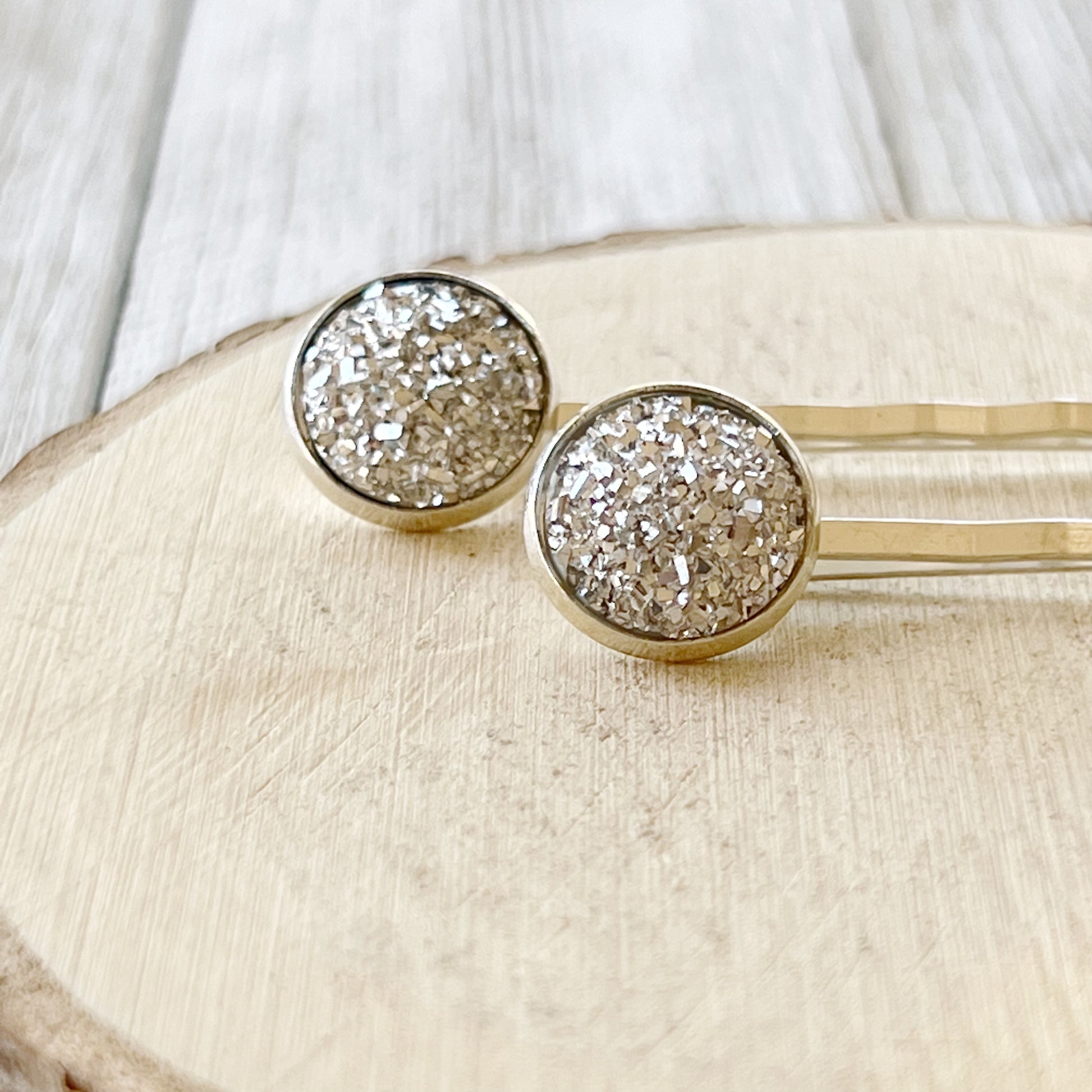 Silver Druzy Hair Pins: Sparkling Accents for Stylish Hairstyles