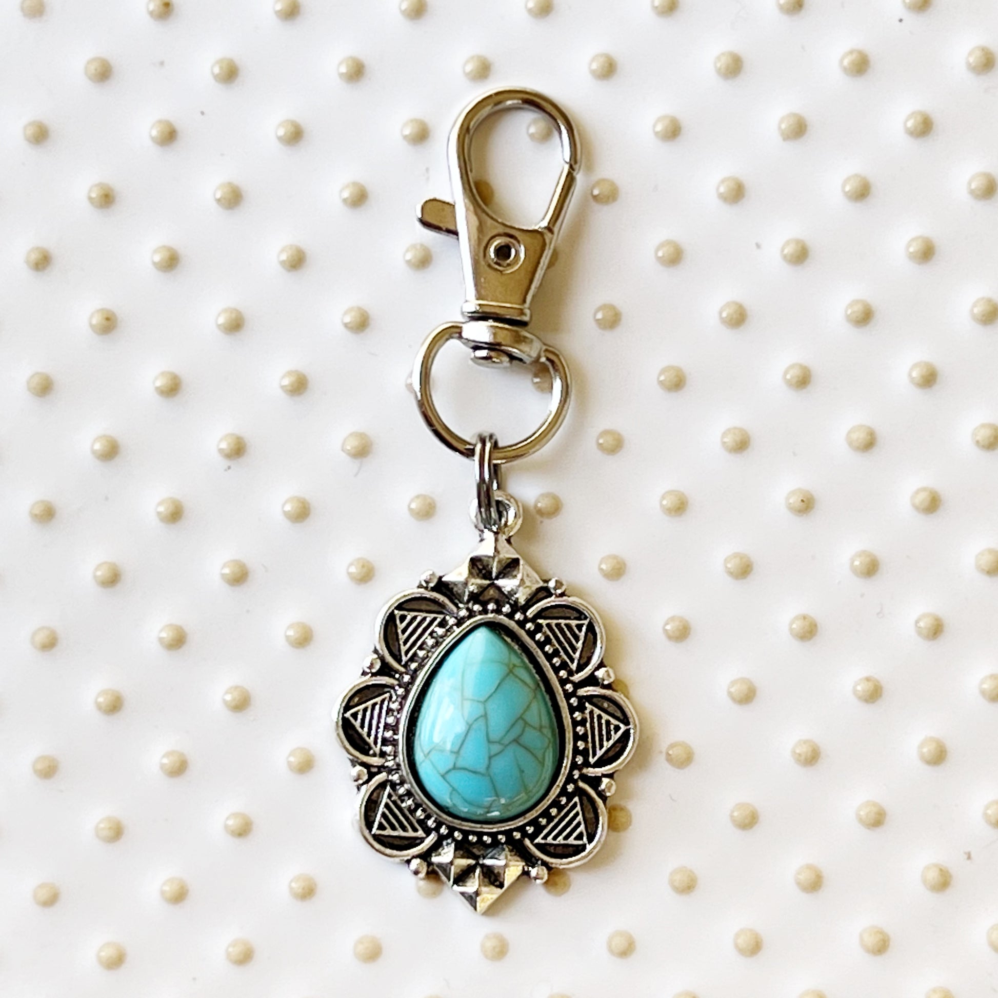 Western Turquoise Zipper Pull Handbag Charm