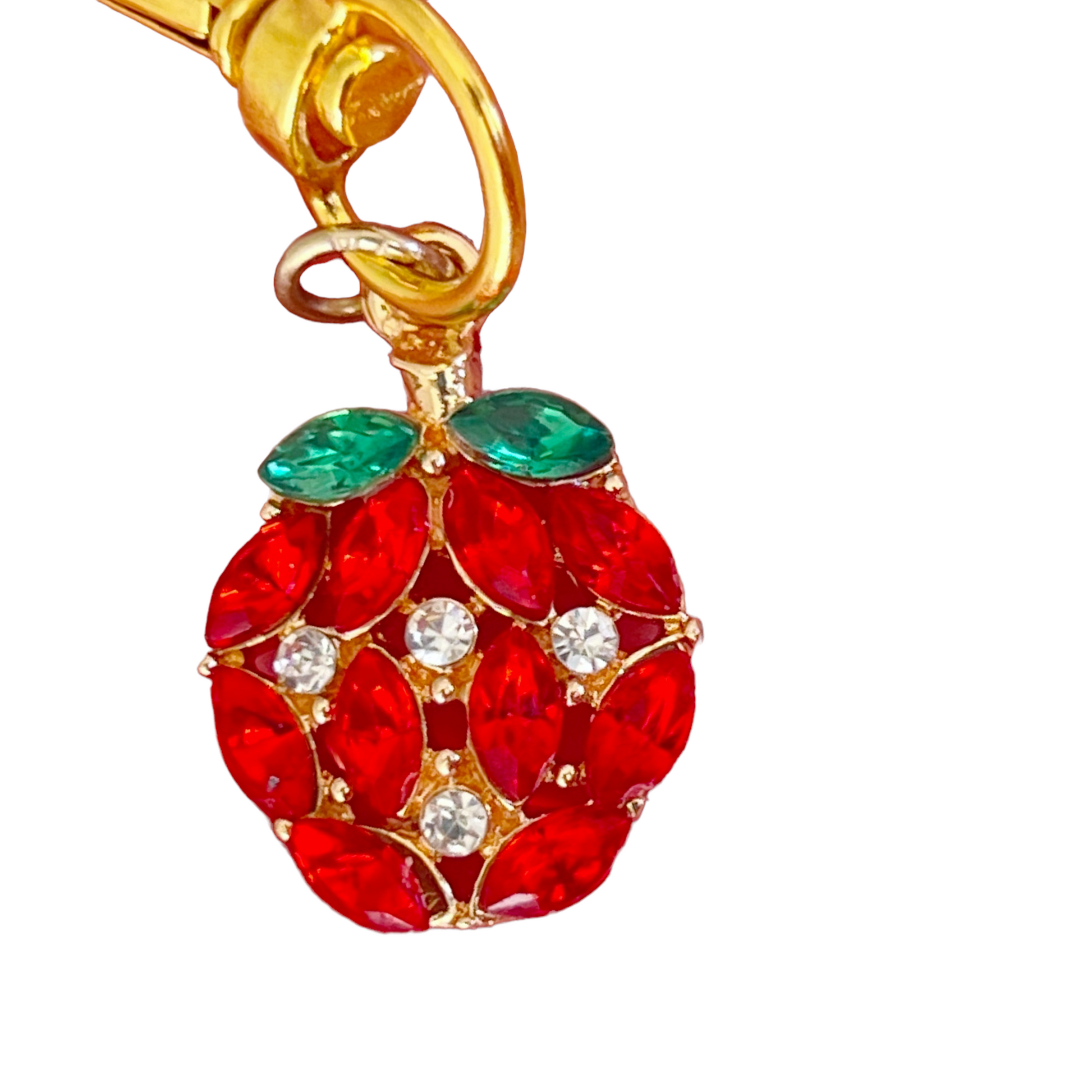 Fruit Zipper Pull Keychain Charm with Rhinestones