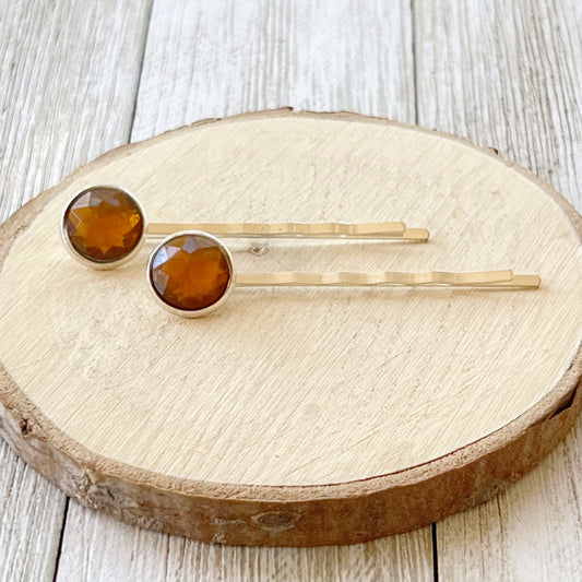 Citrine And Silver Hair Pins