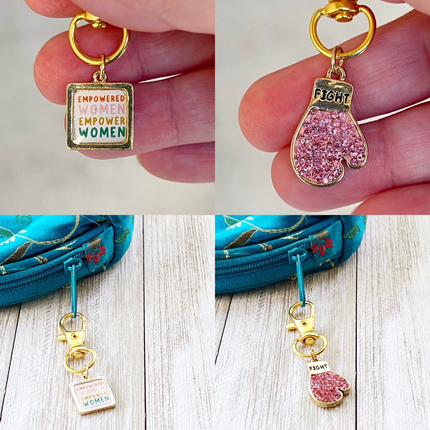 Feminist Cancer Awareness Zipper Pull Keychain Purse Charm - Empowering & Supportive Jewelry