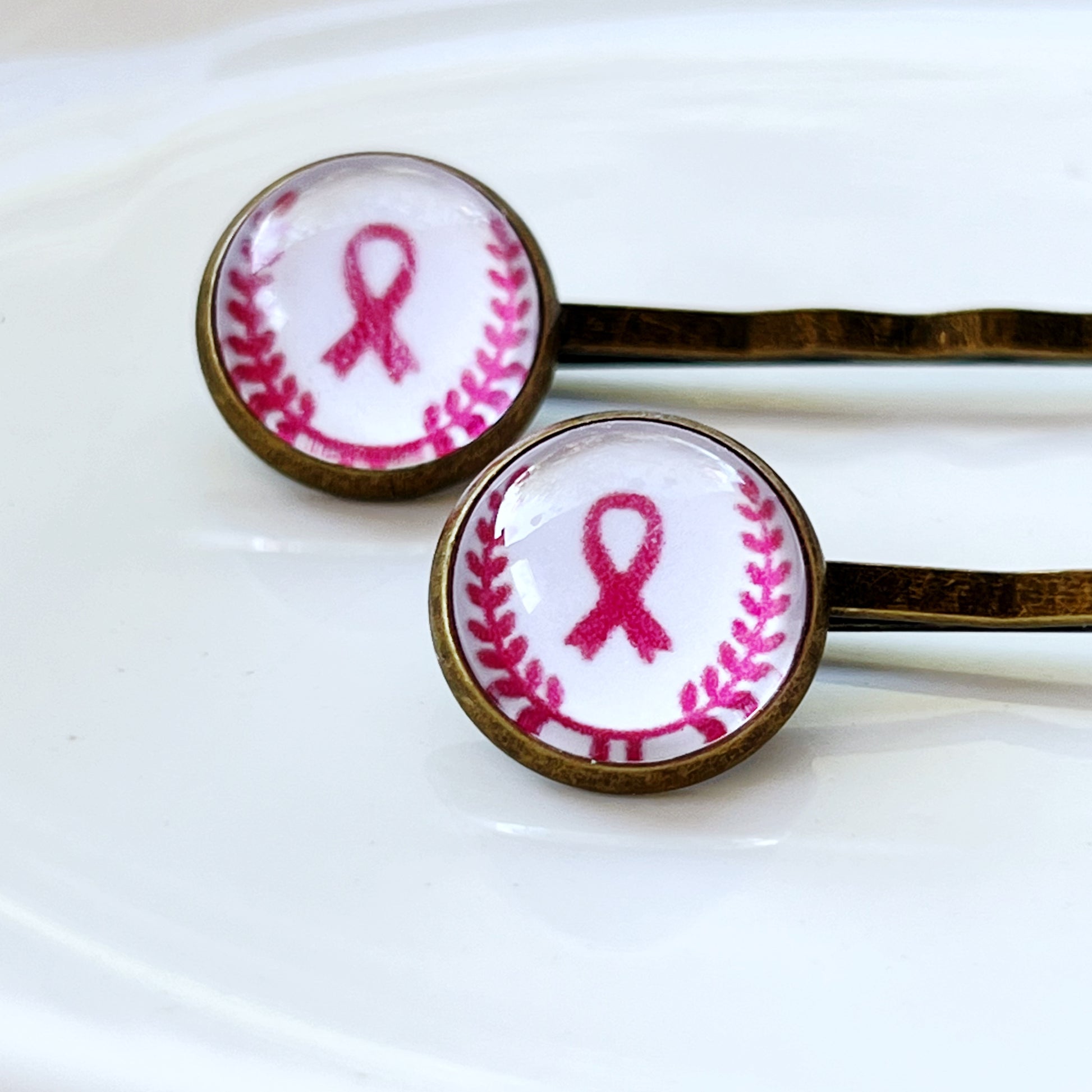 Breast Cancer Awareness Ribbon Hair Pins - Supportive and Stylish Accessories