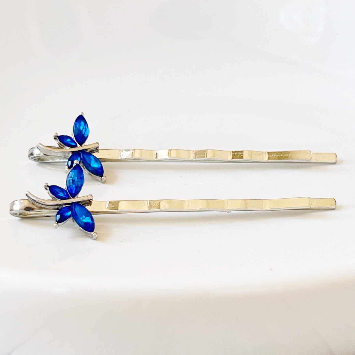 Blue Rhinestone Dragonfly Hair Pins - Delicate Accents for Chic Hairstyles