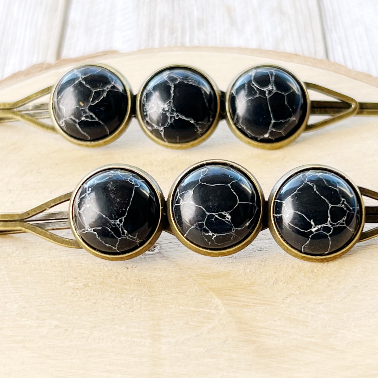 Black Stone Hair Pins - Boho Western Inspired Hair Accessories