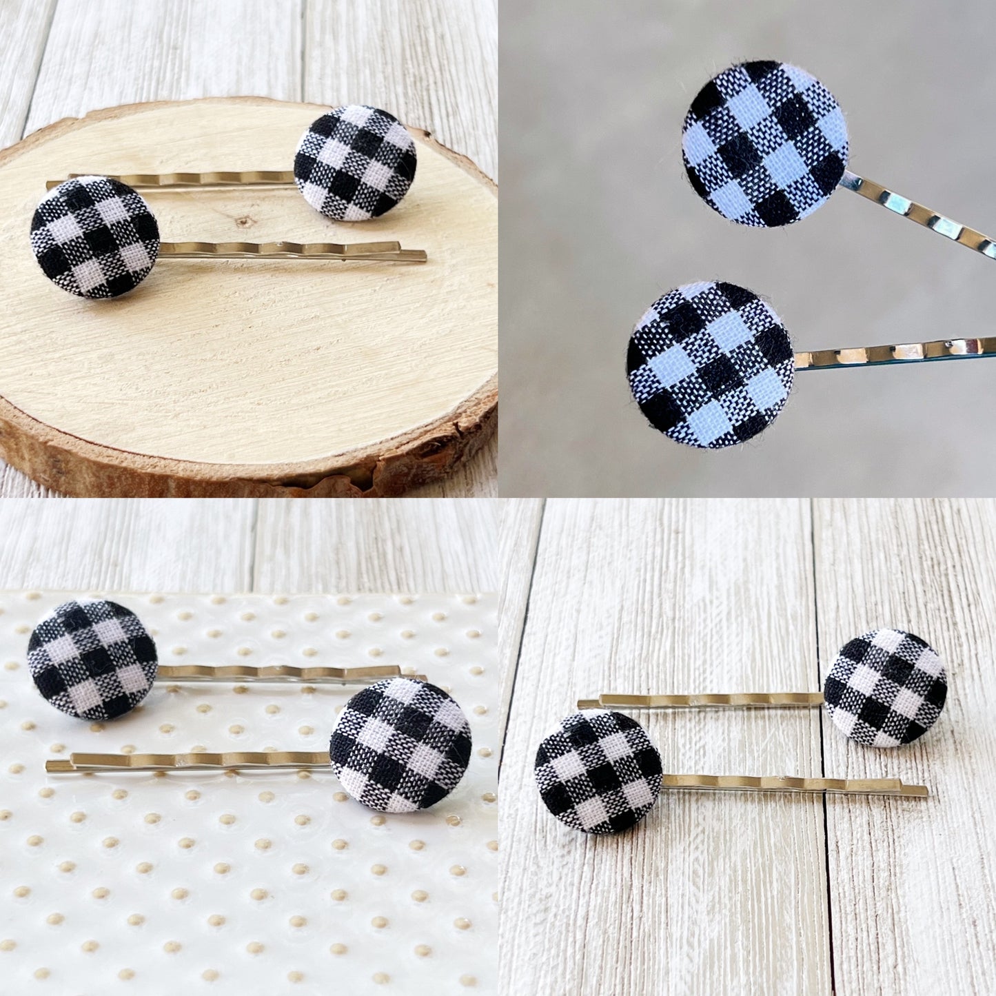 Black & White Buffalo Plaid Bobby Pins - Stylish & Trendy Hair Accessories