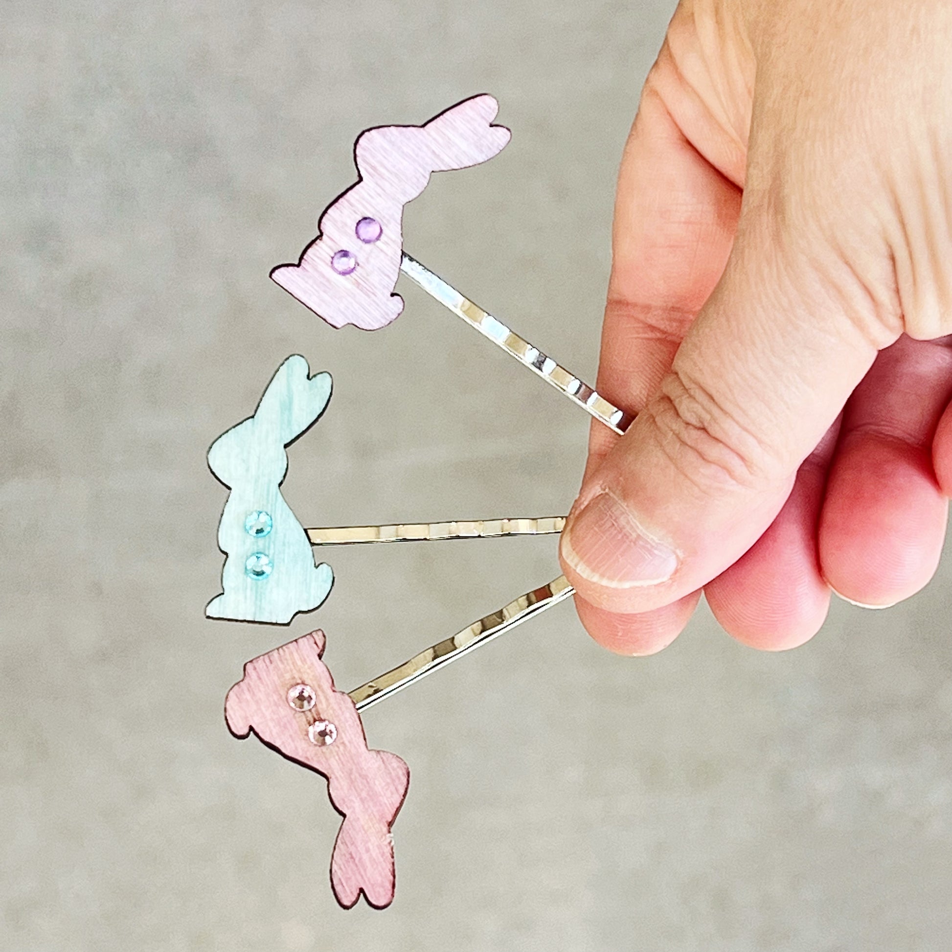 Bunny Rabbit Hair Pins - Easter Hair Accessories | Bunny Bobby Pins for Women's Hairstyles, Set of 3