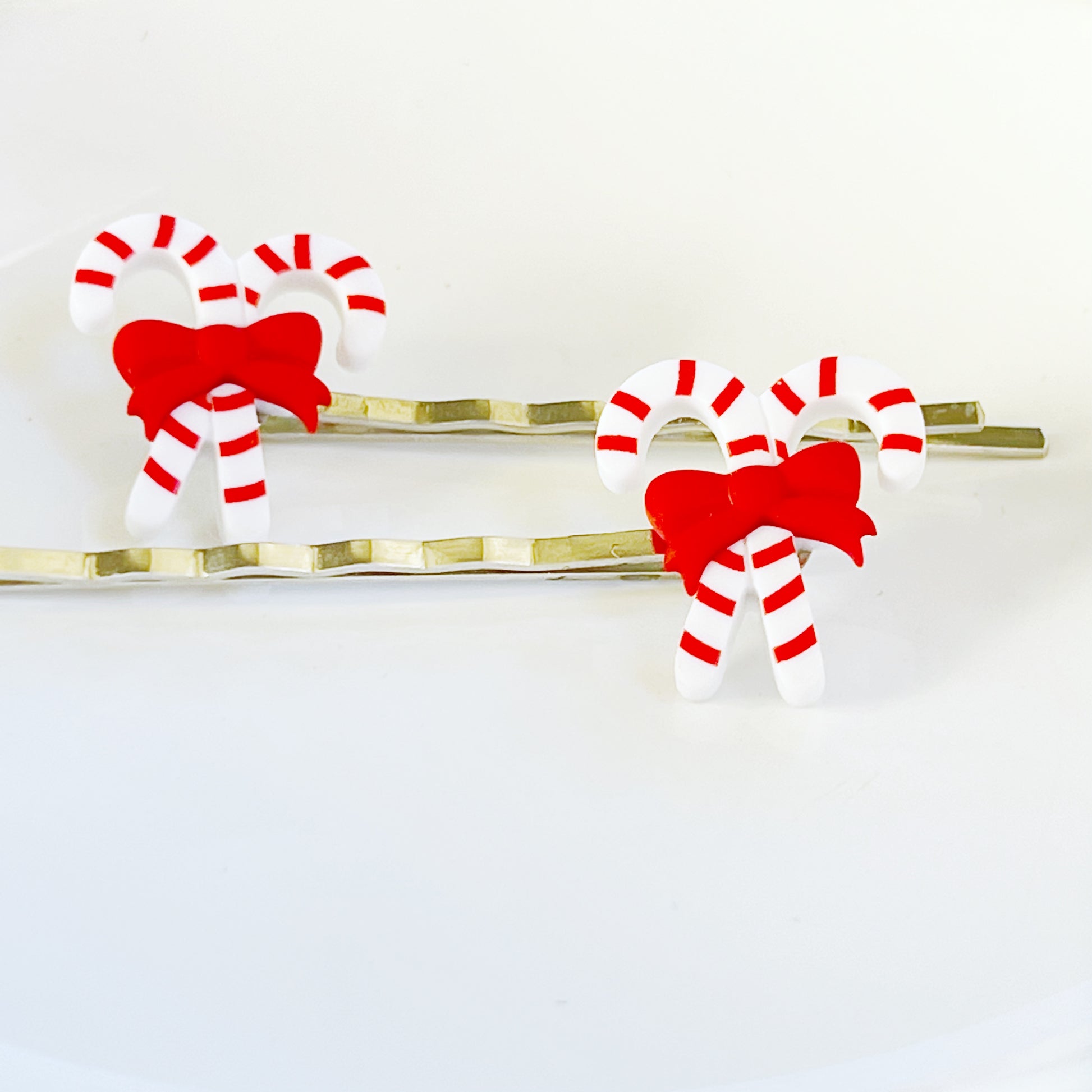 Candy Canes with Red Bow Bobby Pins - Sweet Holiday Accessories for Festive Hairstyles