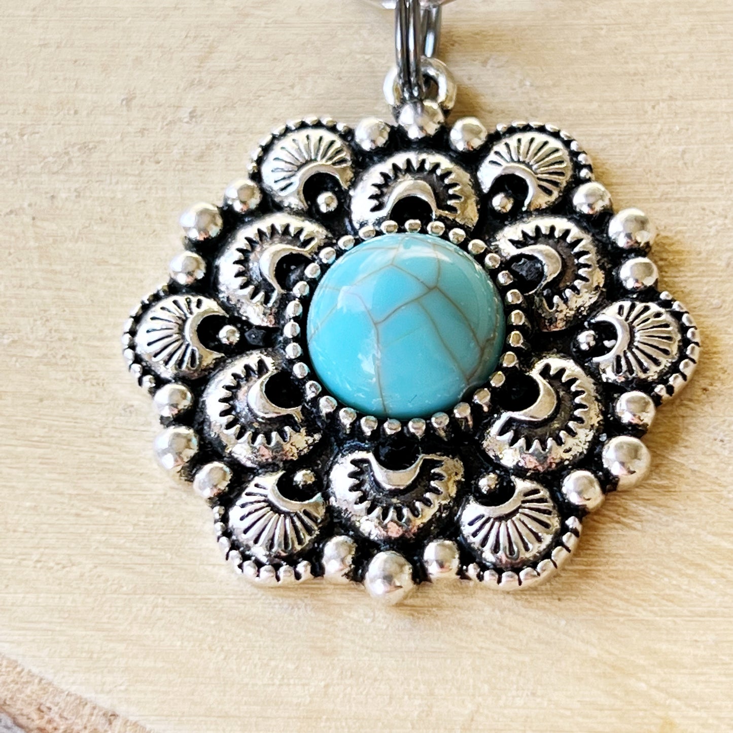 Western Turquoise Zipper Pull Handbag Charm