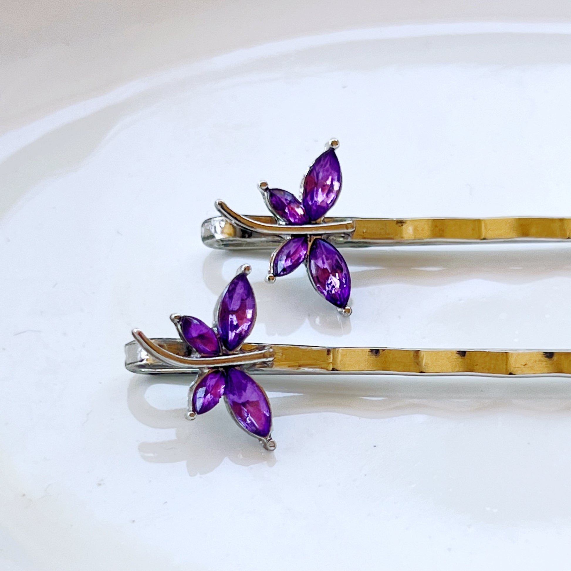 Purple Dragonfly Hair Pin, Hair Pins For Woman, Womens Hair Clip, Womens Bobby Pins, Dragonfly Bobby Pin, Rhinestone Hair Pin, Womans Barrettes