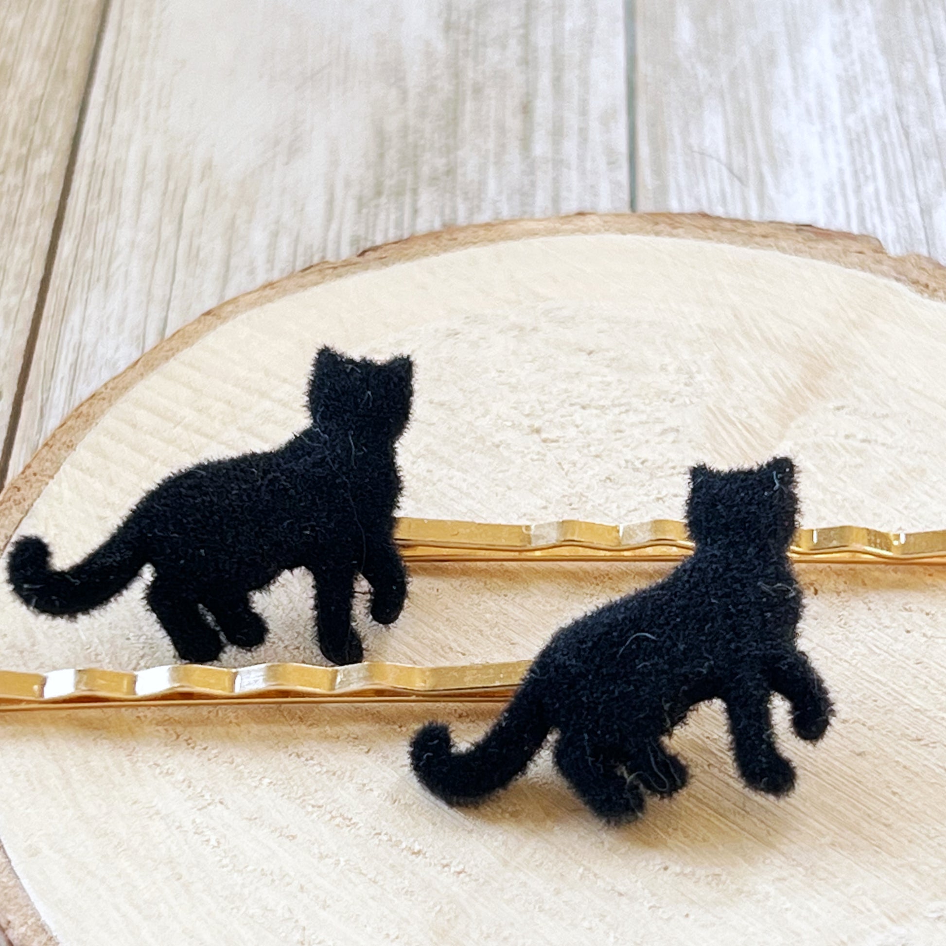 Black Felted Cat Hair Pins - Quirky Accessories for Feline-Inspired Hairstyles