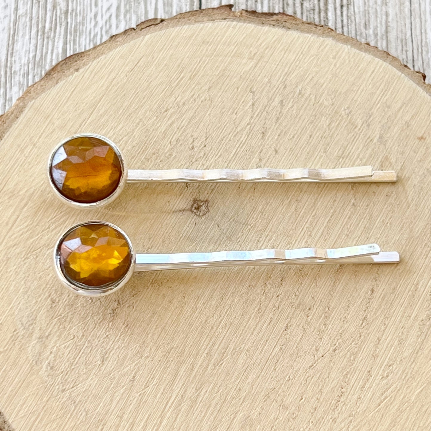 Citrine And Silver Hair Pins