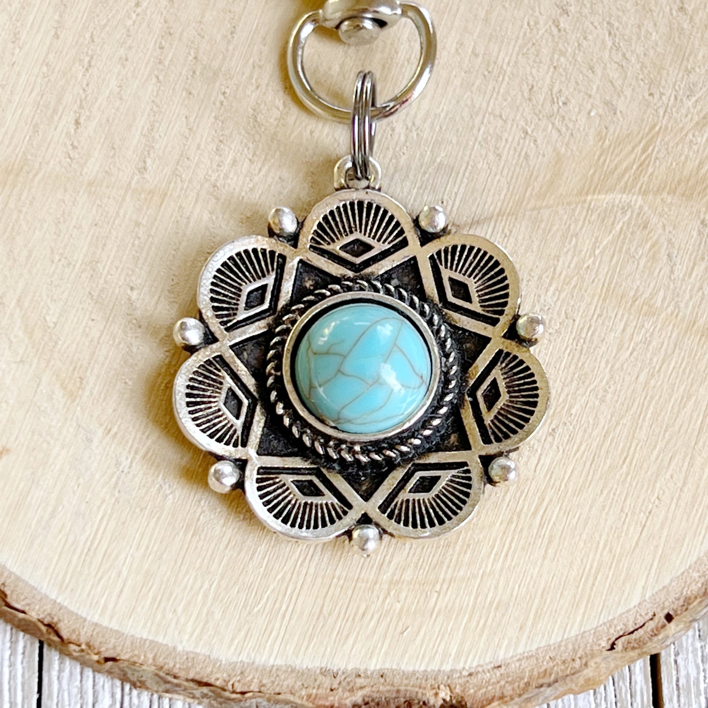 Western Turquoise Zipper Pull Handbag Charm