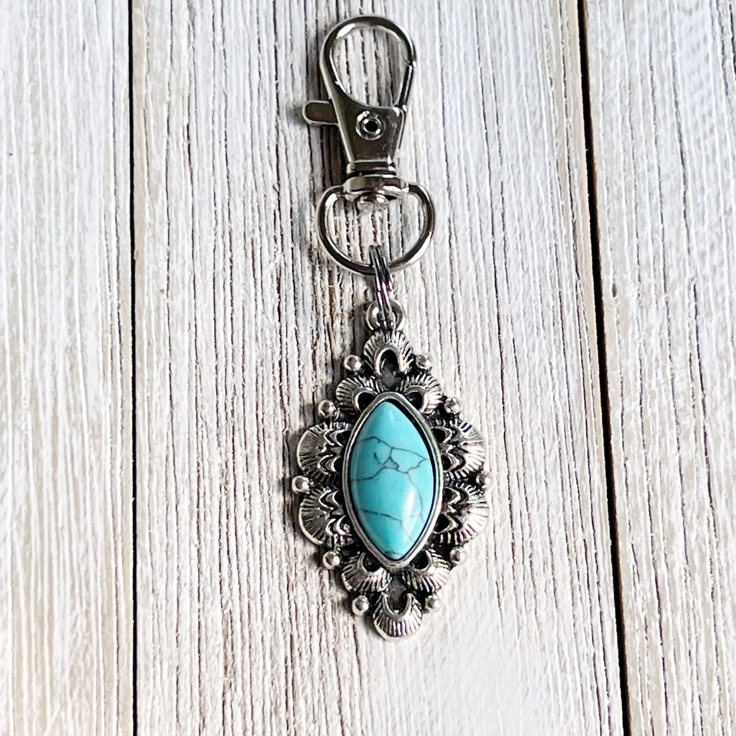 Western Turquoise Zipper Pull Handbag Charm