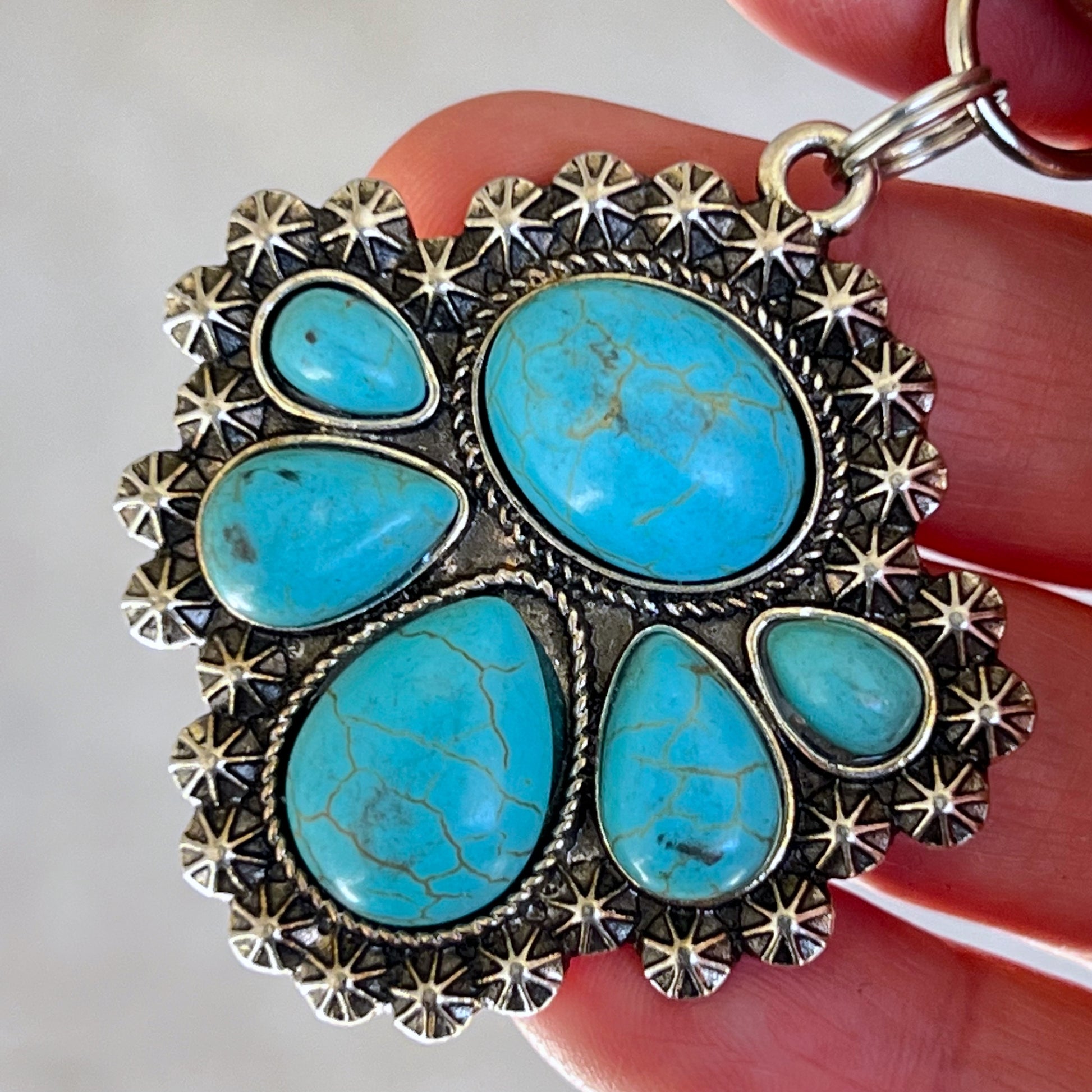 Turquoise Western Zipper Pull Handbag Charm