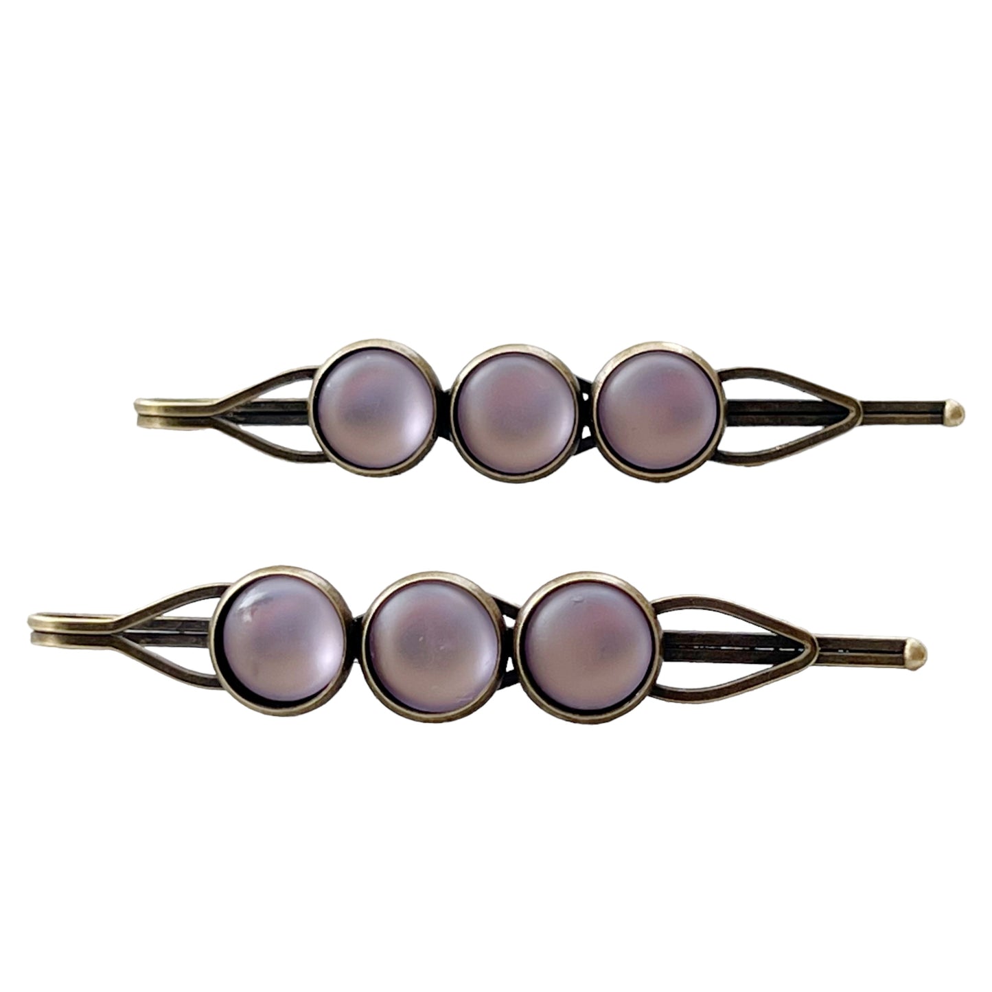 Satin Purple Rhinestone Hair Pins