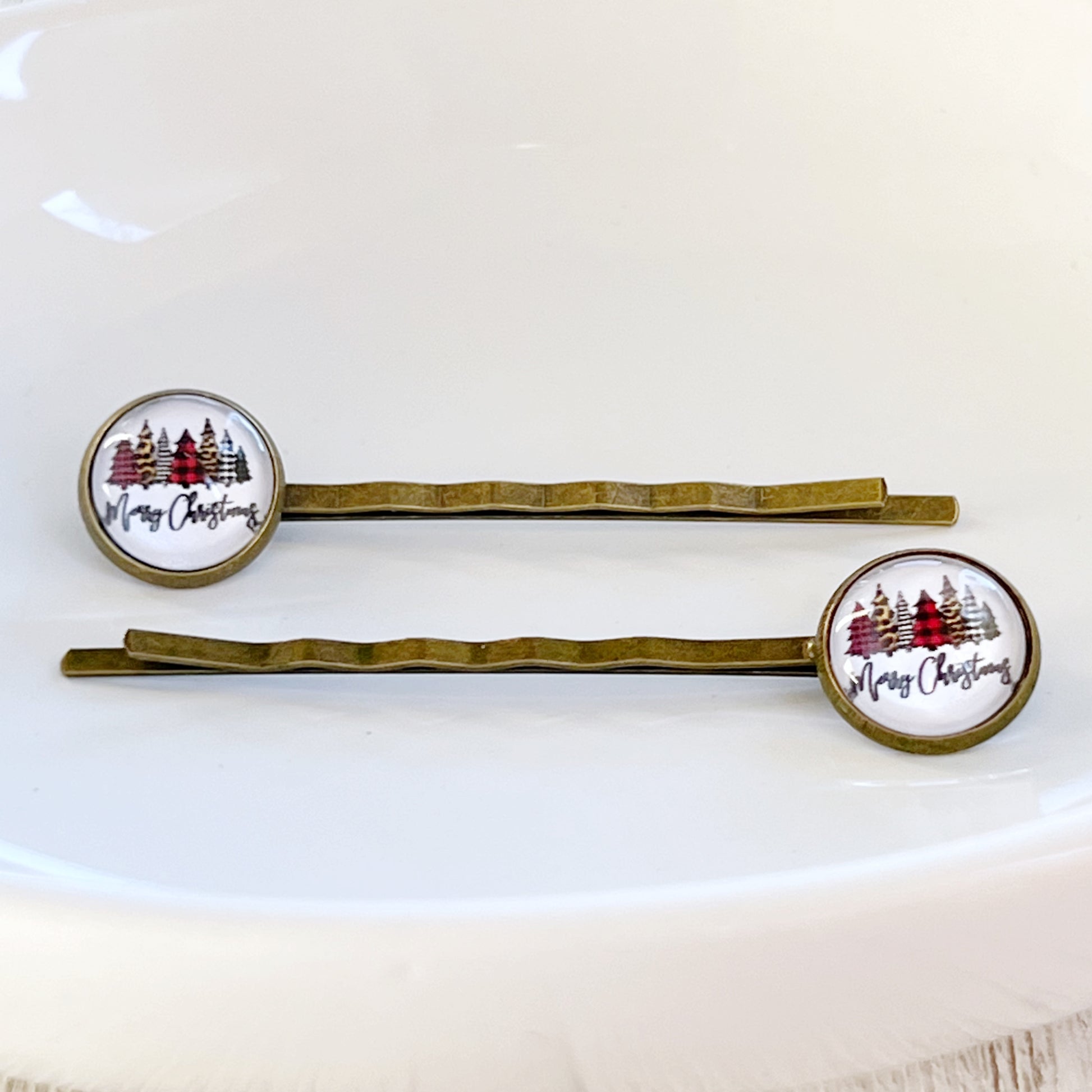 Merry Christmas Tree Holiday Bobby Pins