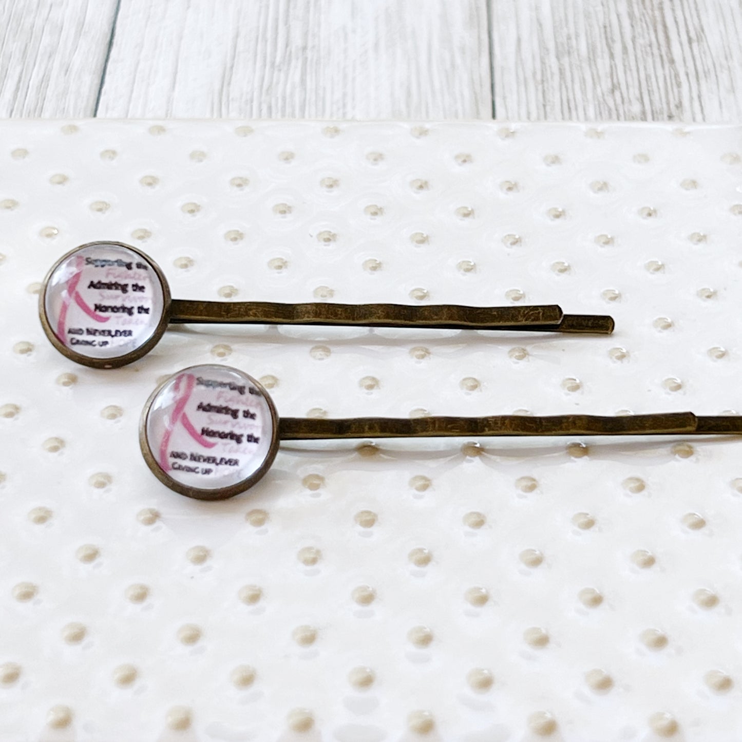 Breast Cancer Awareness Ribbon Hair Pins - Supportive and Stylish Accessories