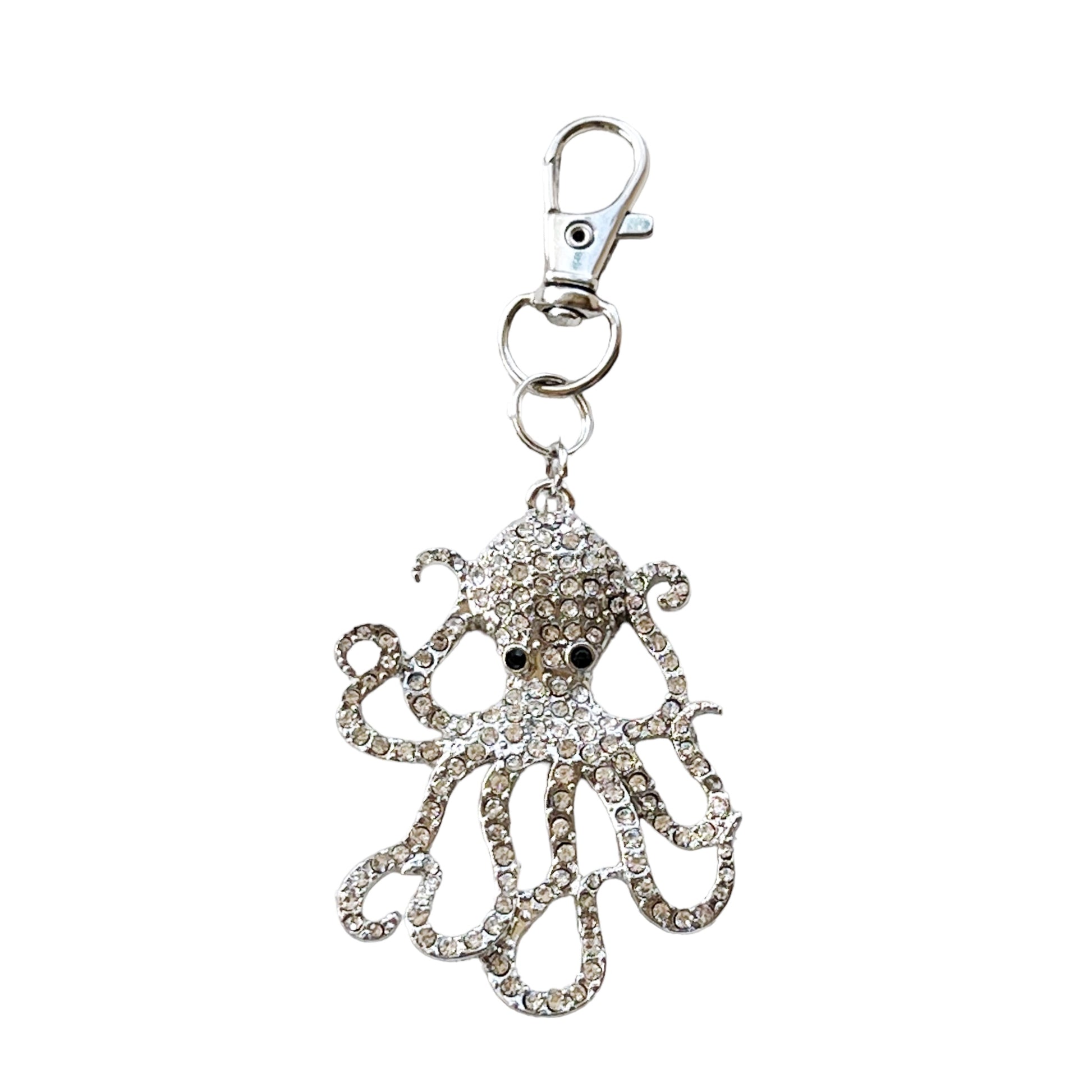 Octopus Zipper Pull Keychain Charm with Rhinestones