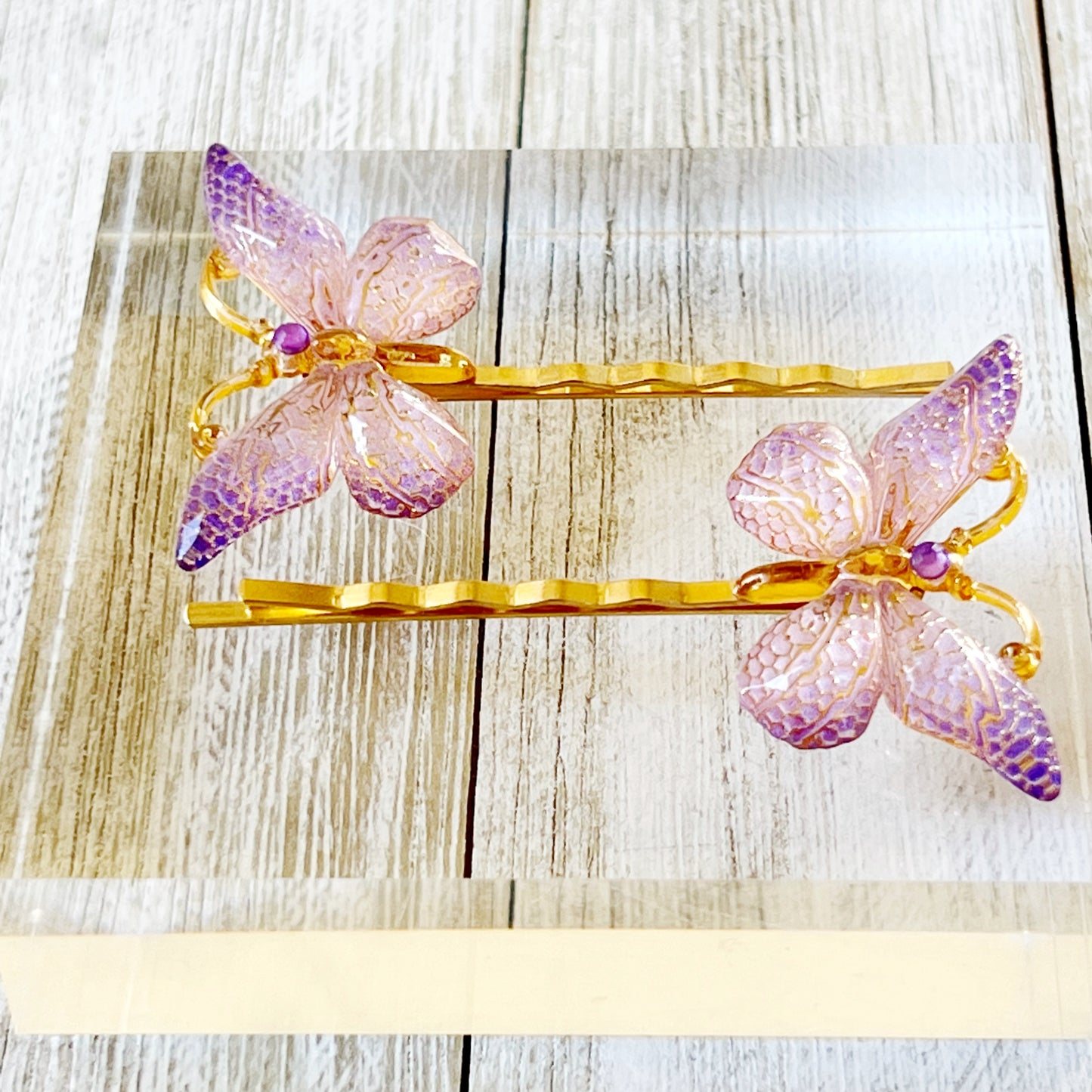 Purple & Gold Butterfly Hair Pins