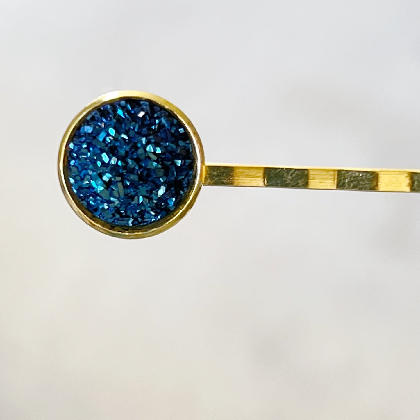 Cobalt Blue Druzy Gold Hair Pins