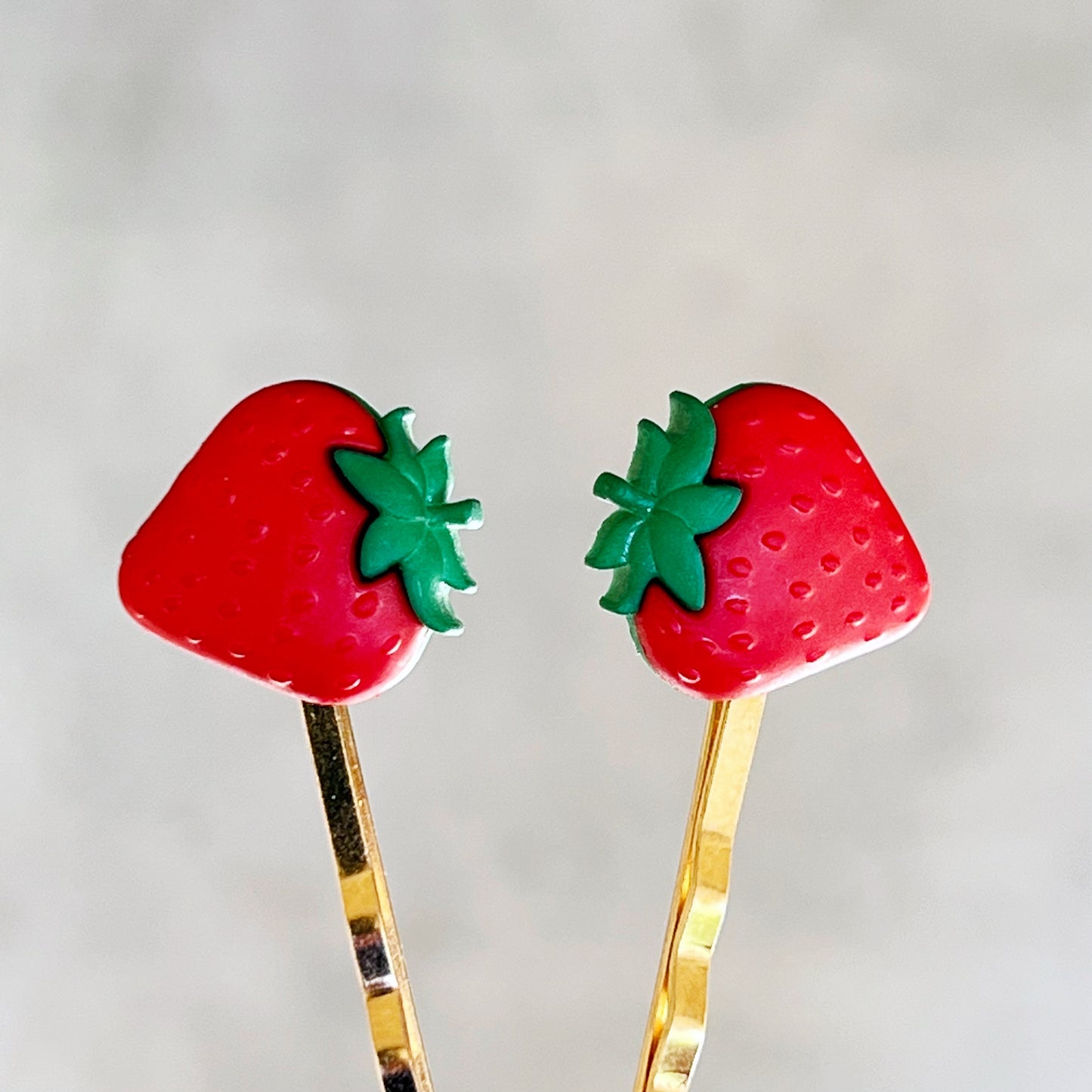 Strawberry Fruit Gold Bobby Pins - Fun & Whimsical Hair Accessories