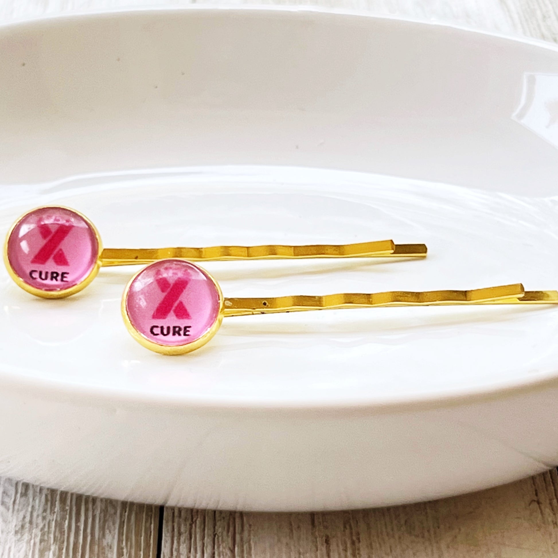 Breast Cancer Awareness Ribbon Hair Pins - Show Your Support with Stylish Awareness Accessories