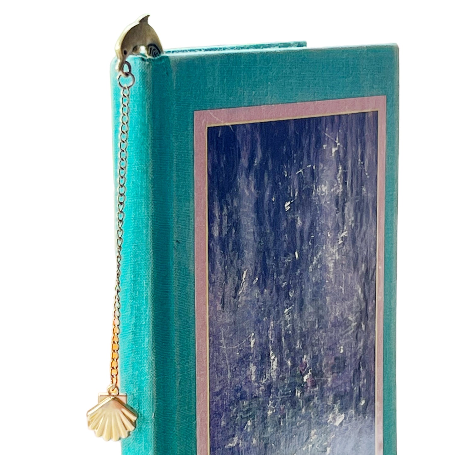 Metal Dolphin Bookmark with Seashell Dangle Chain Charm - Coastal-Inspired Reading Accessory