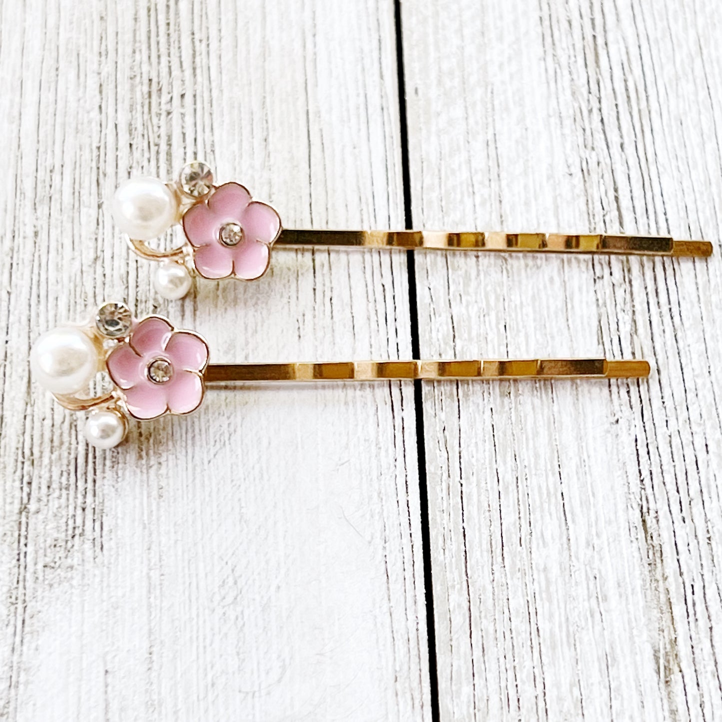 Pink Pearl & Rhinestone Flower Hair Pins: Decorative Boho Accessories for Women