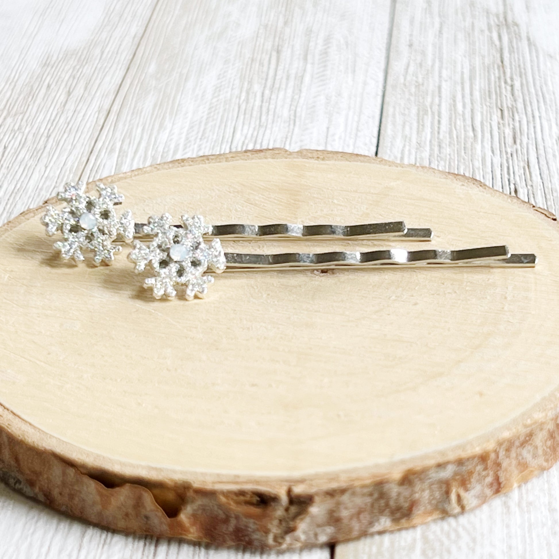 Silver Rhinestone Snowflake Hair Pin