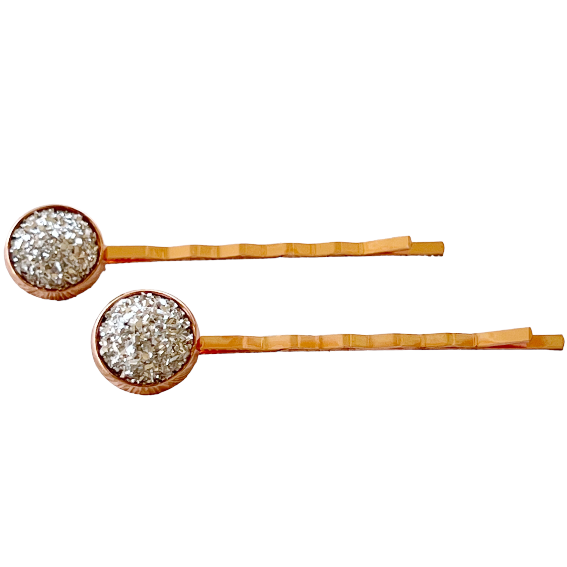 Rose Gold Hair Pins: Sparkling Silver Druzy Accents for Glamorous Styles